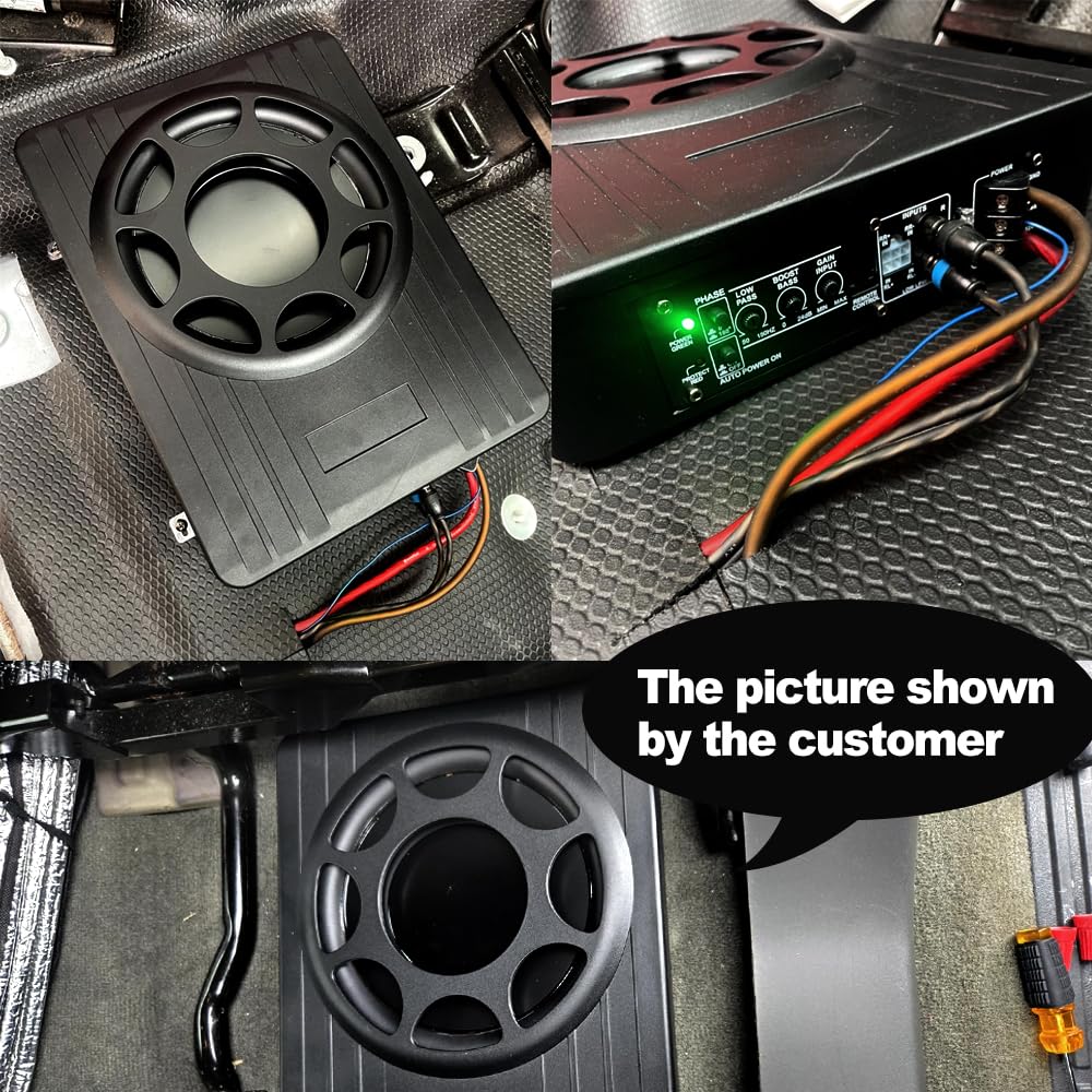 litillbuly Subwoofer de coche de 10 pulgadas, 800 W, subwoofer delgado para debajo del asiento, entrada de nivel alto/bajo, subwoofer de audio para coche/camión, amplificador integrado