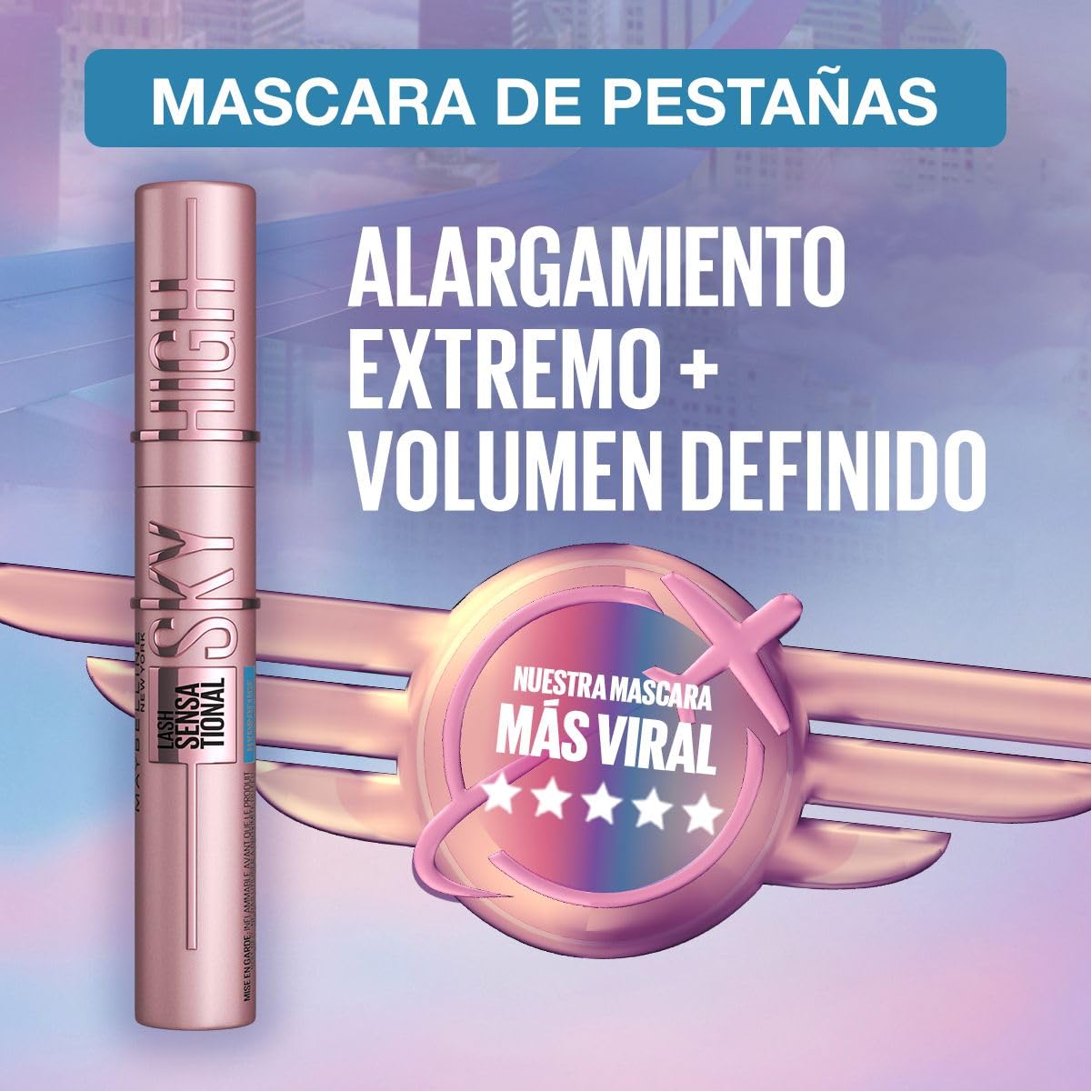 MAYBELLINE Mascara de Pestañas Sky High Alargadora a Prueba de Agua 6ml