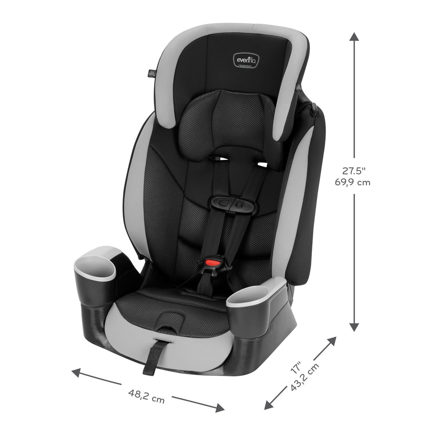 Asiento Elevador de Respaldo Alto Evenflo Maestro Sport gris granito con Arnés