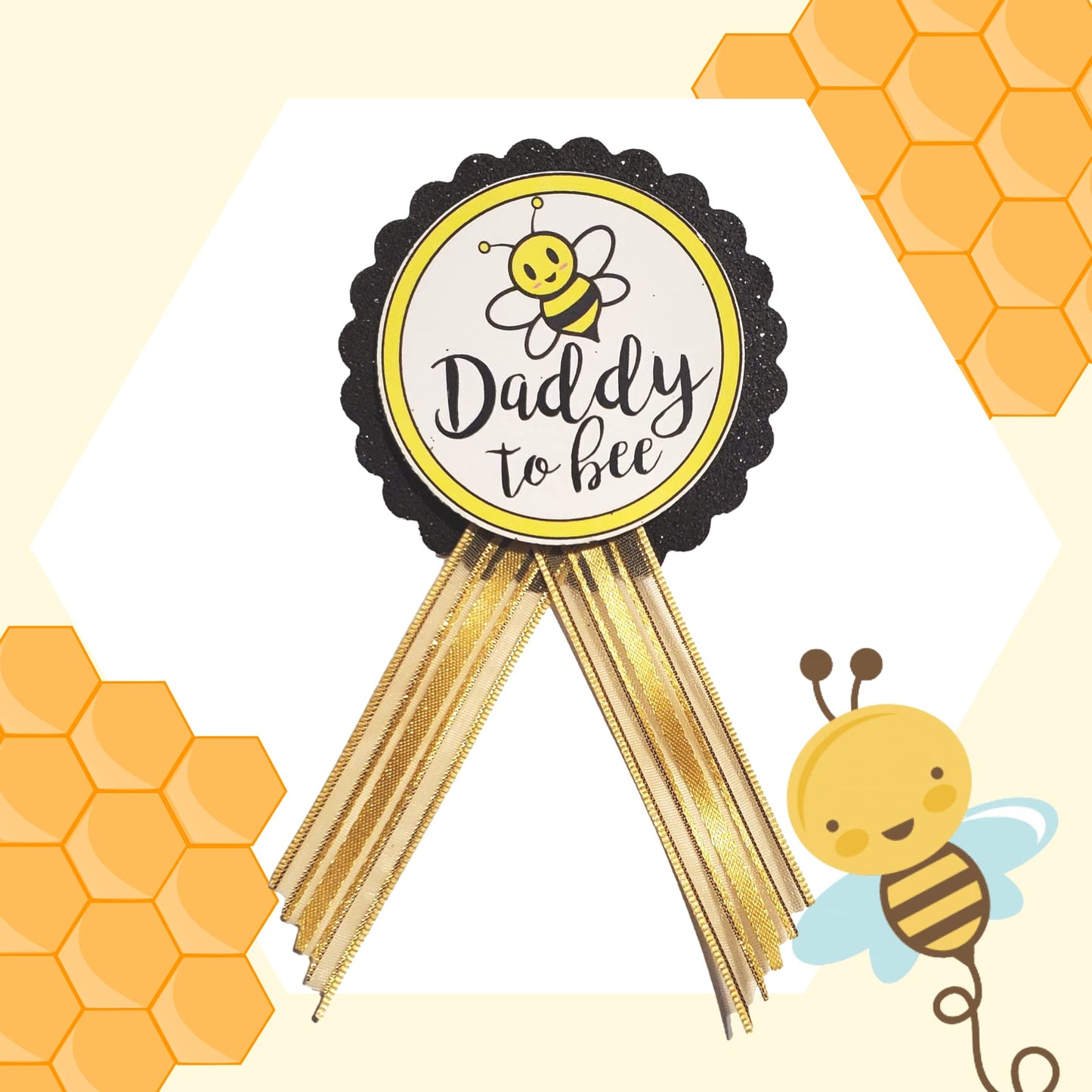 Pin de Daddy to Bee Baby Shower amarillo y negro para papá para llevar en Baby Shower, Baby Sprinkle