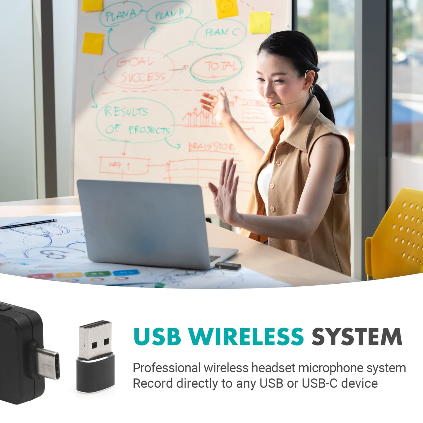 Micrófono Inalámbrico USB-C Movo OMS Para Ordenadores y Teléfonos
