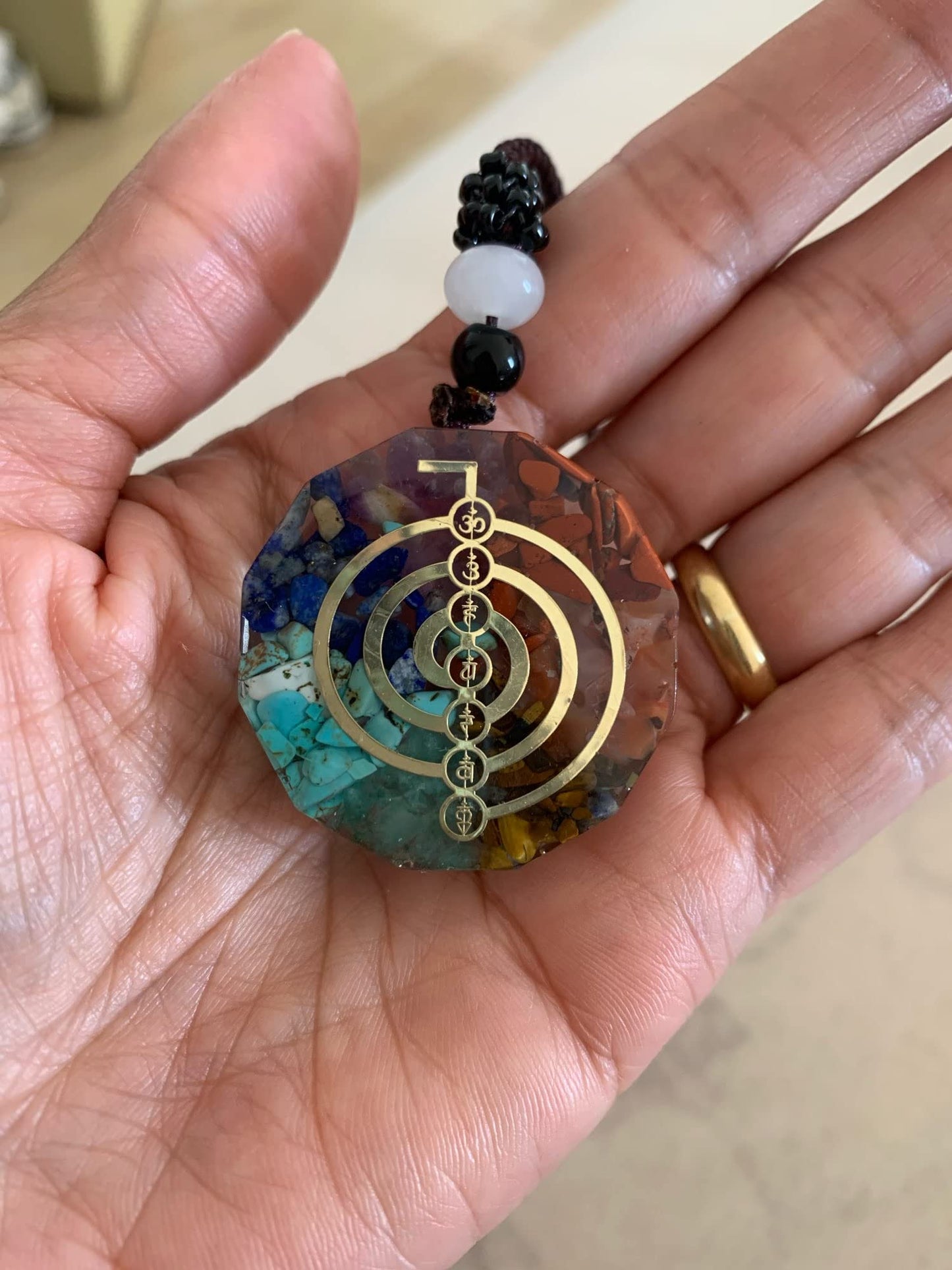 Collar 7 Chakras Orgonita Cuarzo Reiki Chacras Protección Espiritual Yoga Equilibrio de Energía