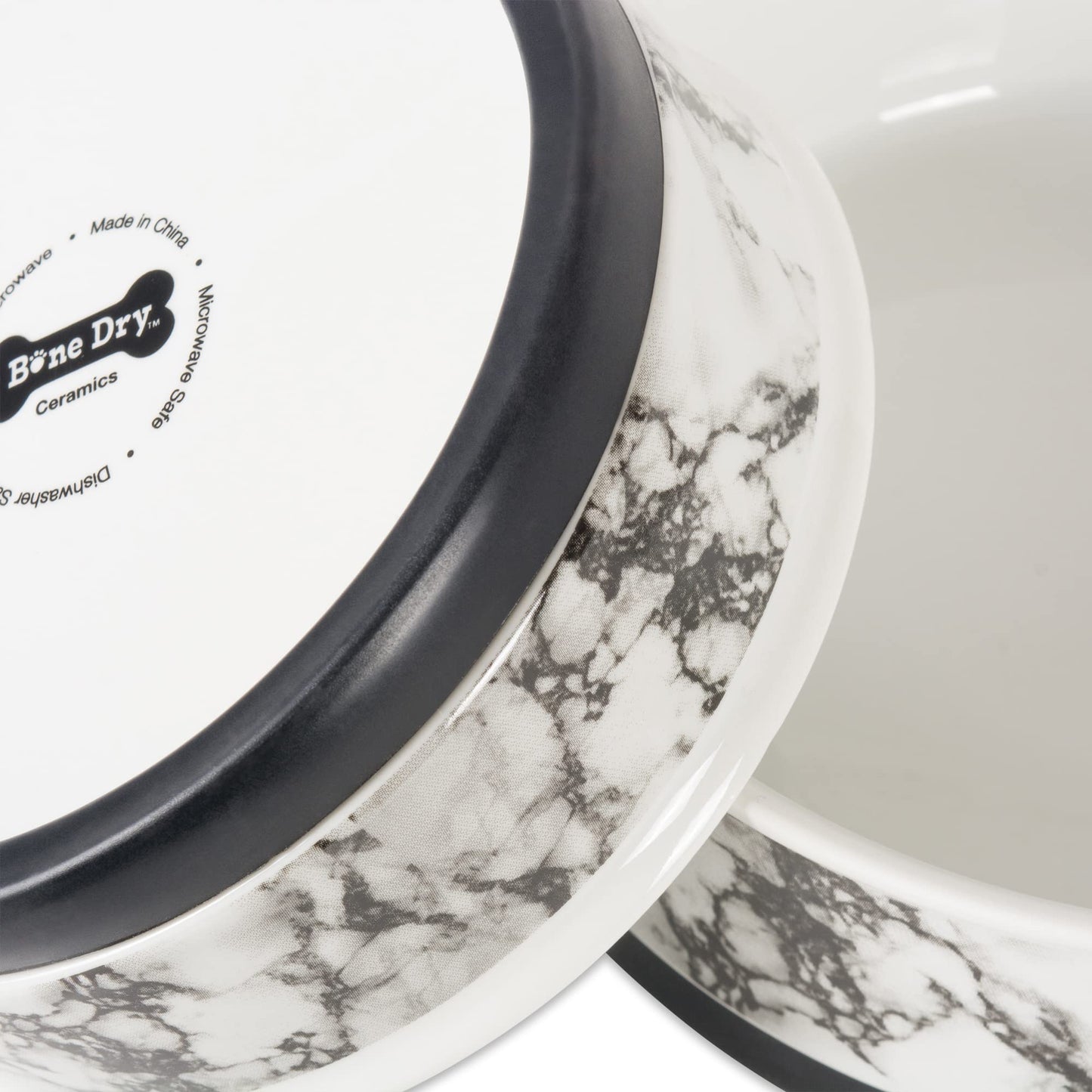 Bone Dry Pet Bowl Collection - Juego de cerámica, tamaño pequeño, mármol, 2 Unidades