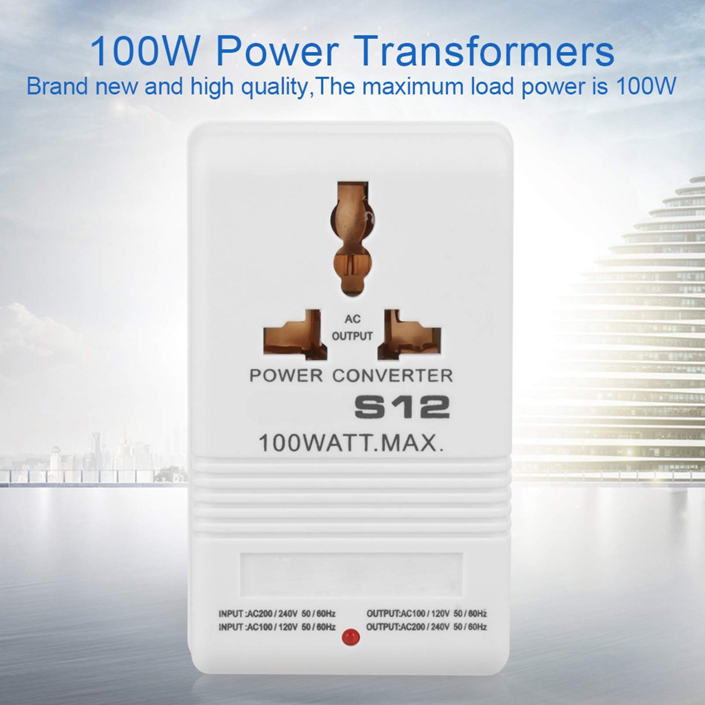 Adaptador Convertidor de Voltaje Transformador 100W Enchufe Estándar CN