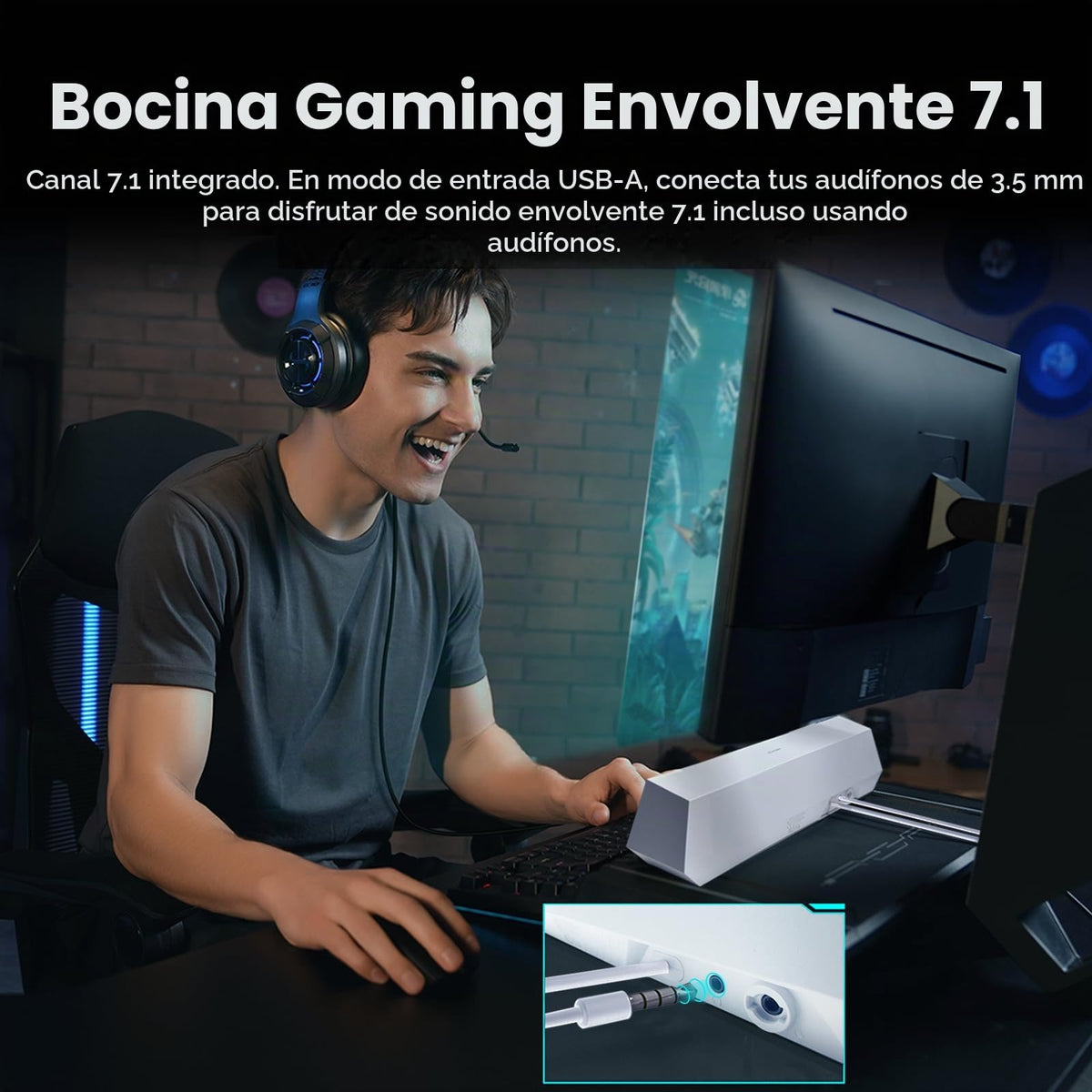 Barra de Audio Edifier Hecate Blanco con Iluminación RGB y Conexión Bluetooth para Videojuegos