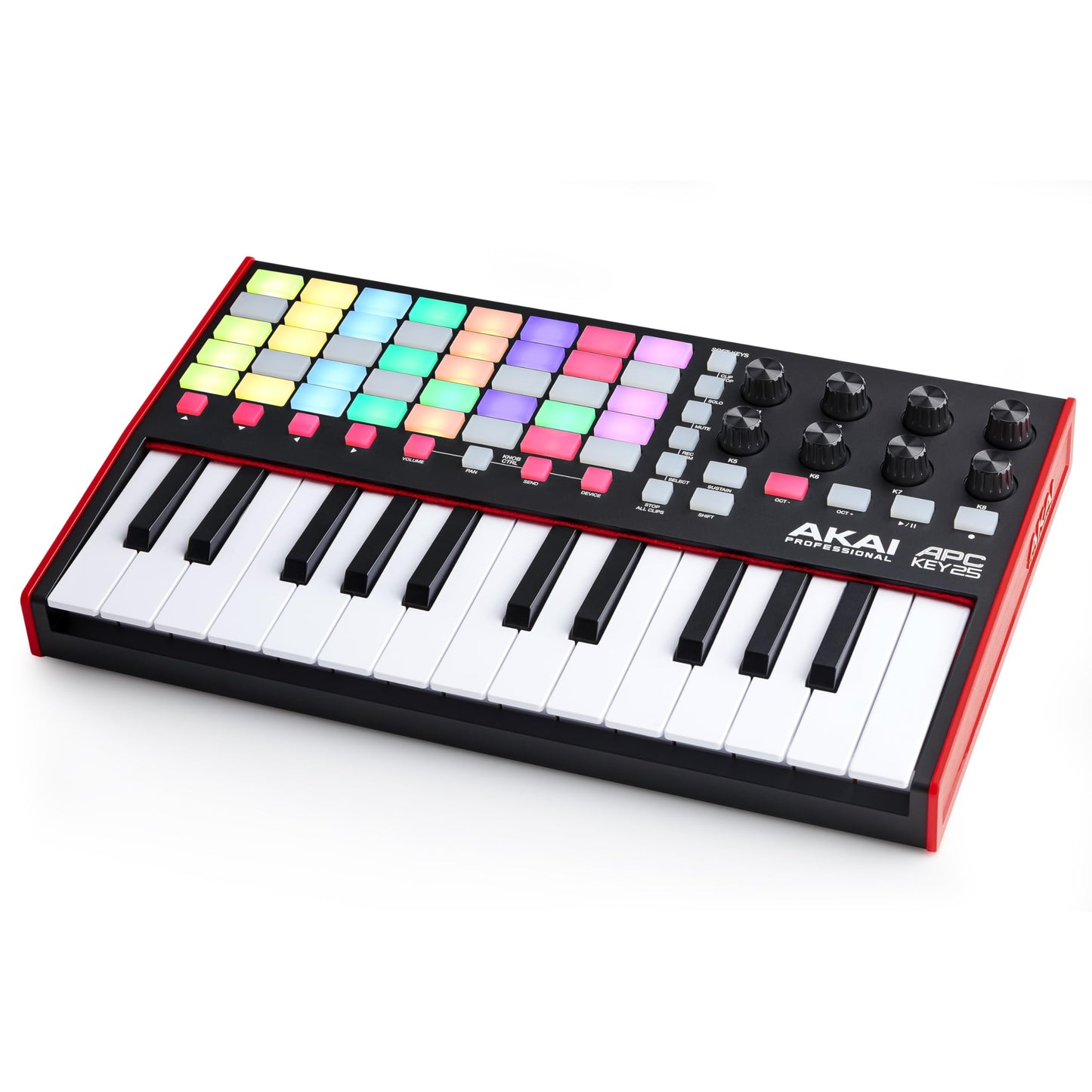 Akai Professional APC Key 25 MK2 - driver de teclado MIDI USB de 25 teclas para lanzamiento de clips con Ableton Live Lite, 40 almohadillas para orejas RGB y 8 perillas giratorias
