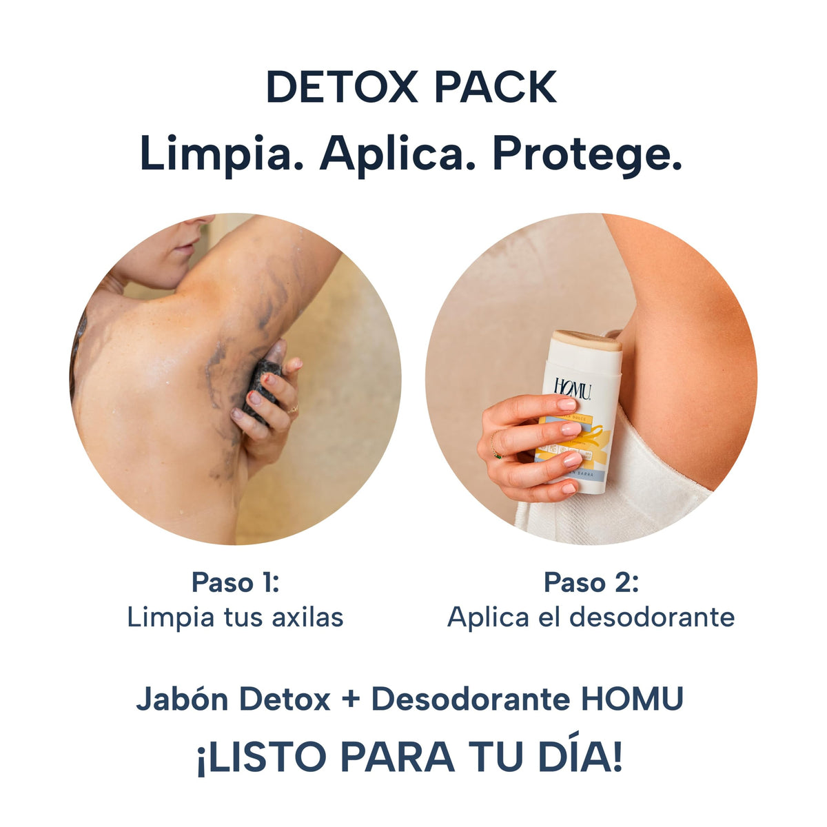 HoMu Jabón Barra Detox con Carbón Activado 50g (Pack 3) – Control de olor para Axilas, Limpieza Profunda de Poros, Para Todo Tipo de Piel, Cuerpo y Rostro
