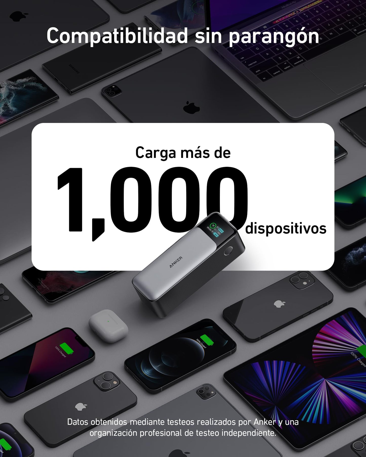 Anker Power Bank de 24,000 mAh con 3 Puertos y Salida de 140W, Pantalla Digital Inteligente, Cargador Portátil Compatible con iPhone 16/15/14, Samsung, MacBook, DELL y más