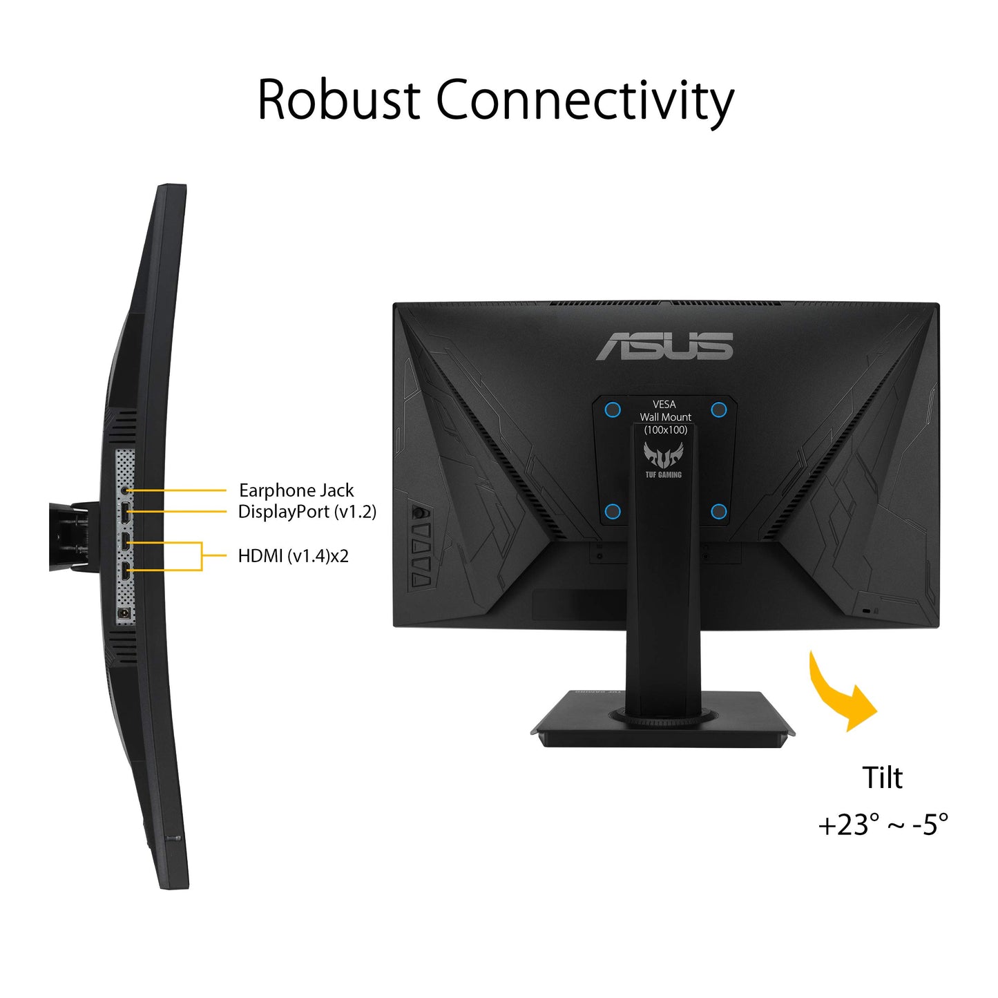 Asus monitor curvo TUF Gaming 23.6", VG24VQE, 1080P, Full HD, 165Hz, 1ms, ELMB, Altavoces, Adaptive-Sync, FreeSync Premium, soporte VESA, DisplayPort, HDMI