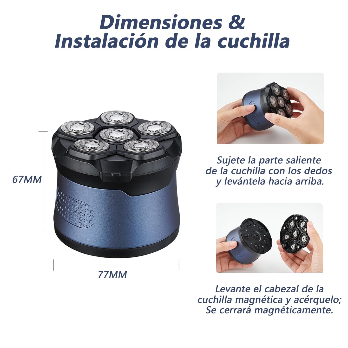 SWKXZU Afeitadora para Hombres Calvos 6D con Cabezal Magnético y Cuchilla Ultradelgada,IPX7 Impermeable,Uso en Seco y en Húmedo,Pantalla LED,para Viajes y Negocios,Ideal Como Regalo para Hombres