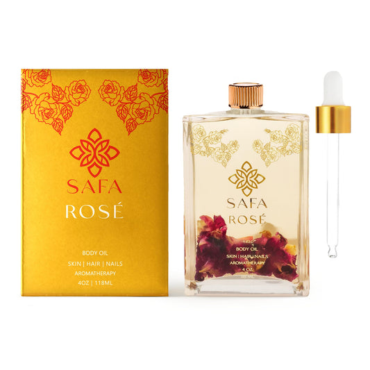 SAFA Rosé Oil - Organic Oil for Face, Body, Hair, Nails & Aromatherapy | Natural Blend of Bulgarian Damask Rose, Moroccan Argan, Sweet Almond, Vitamin E, & Apricot Oil | Moisturizer for Women & Men