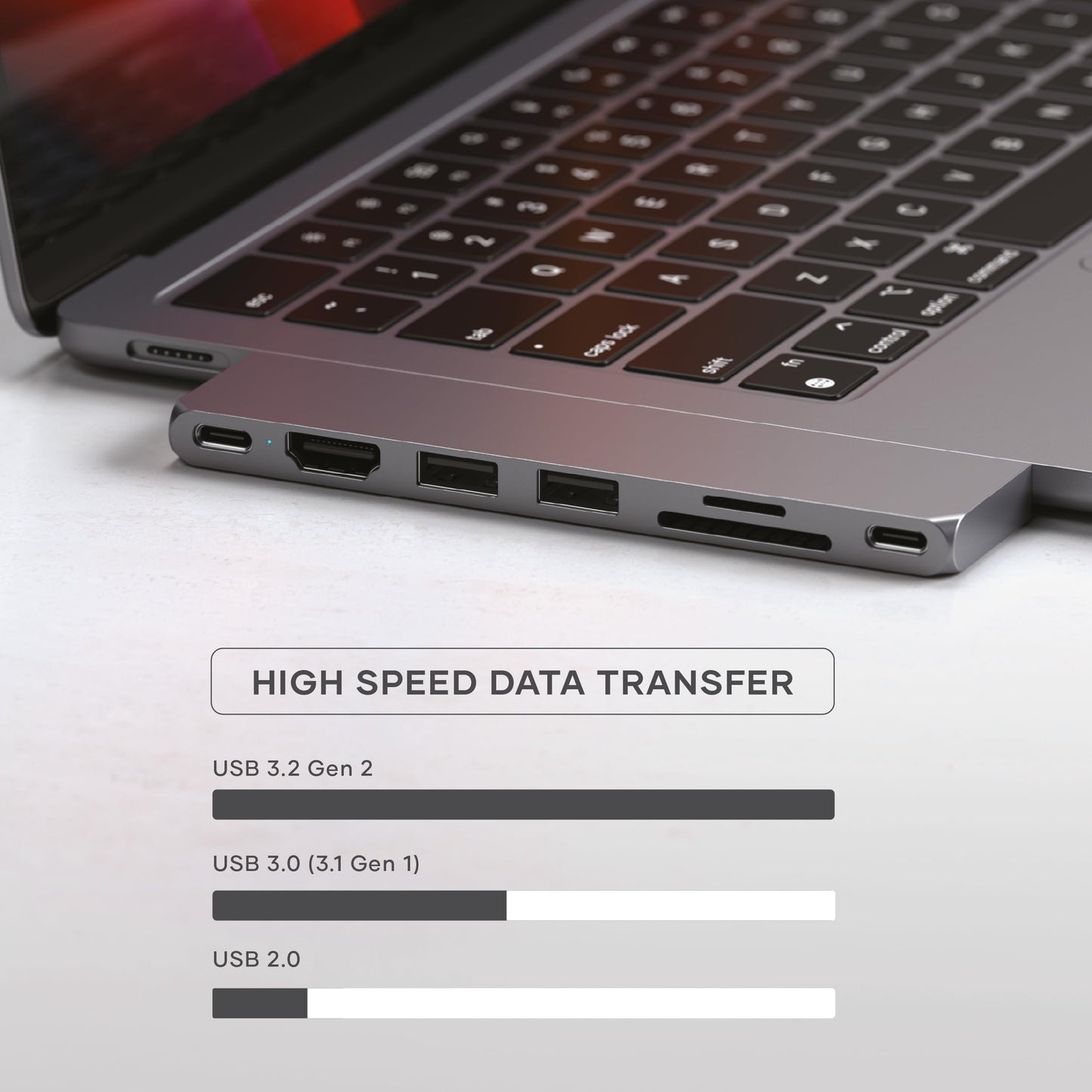 Adaptador Multipuertos Pro Slim SATECHI Gris Espacial con USB C Hub y Resolución 4K para MacBook Pro/Air M2
