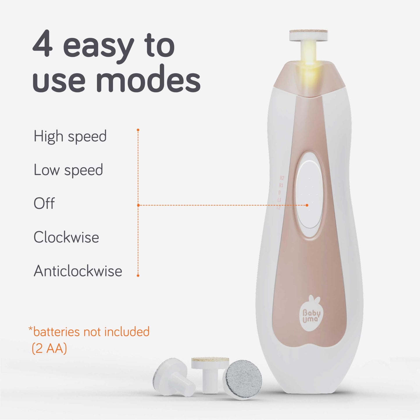 Cherish Baby Care - Lima de uñas LED eléctrica para bebé – Cortaúñas eléctrico de parada de seguridad automática, bidireccional con 2 velocidades y 6 discos de archivado, kit de aseo para bebés recién