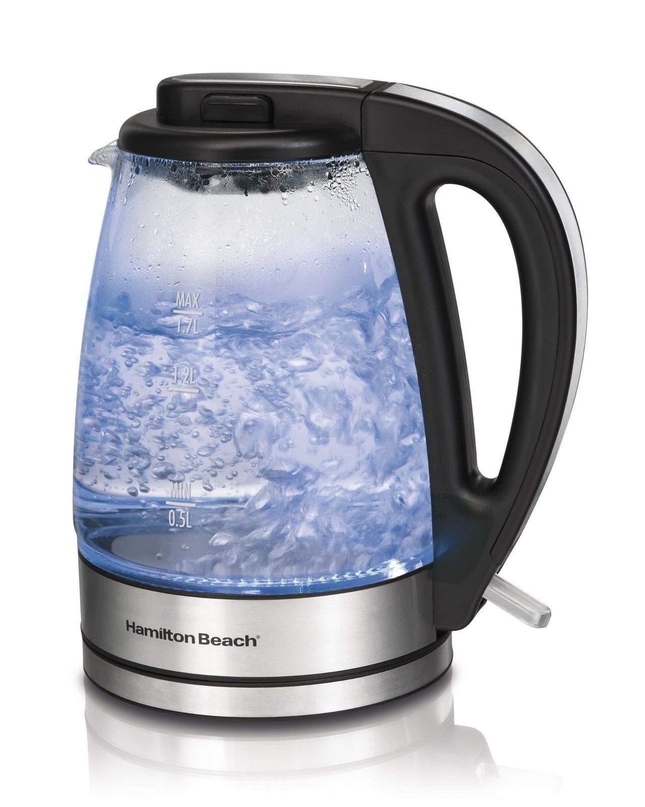 Hamilton Beach Vidrio Eléctrica De 1,7, Tetera Pequeño Electrodoméstico Cocina, Negro (Black), 1.7 Litros