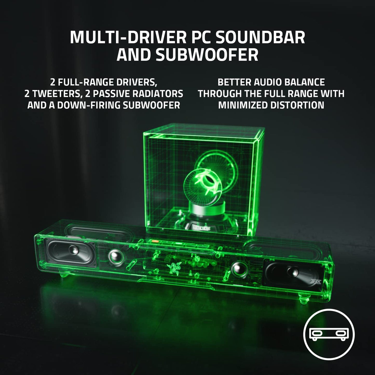 Razer Leviathan V2 - Barra de Sonido para PC con Subwoofer THX Audio Espacial, Chroma RGB
