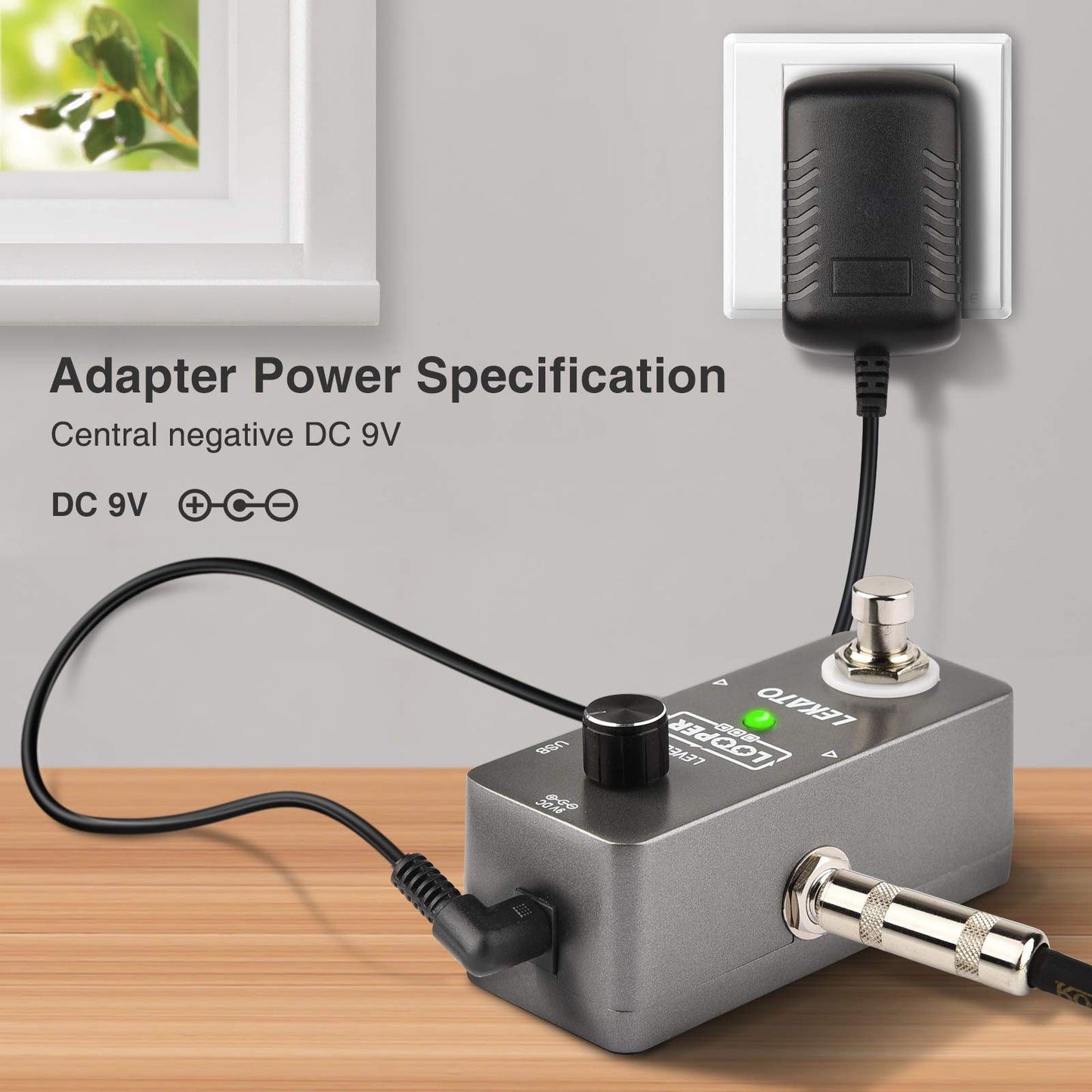 LEKATO Pedal de bucle para guitarra con efecto de bucle de pedal ilimitado, sobredubs de 5 minutos, estación de bucle de tiempo con cable USB y adaptador de fuente de alimentación de pedal de 9 V 0,6 A