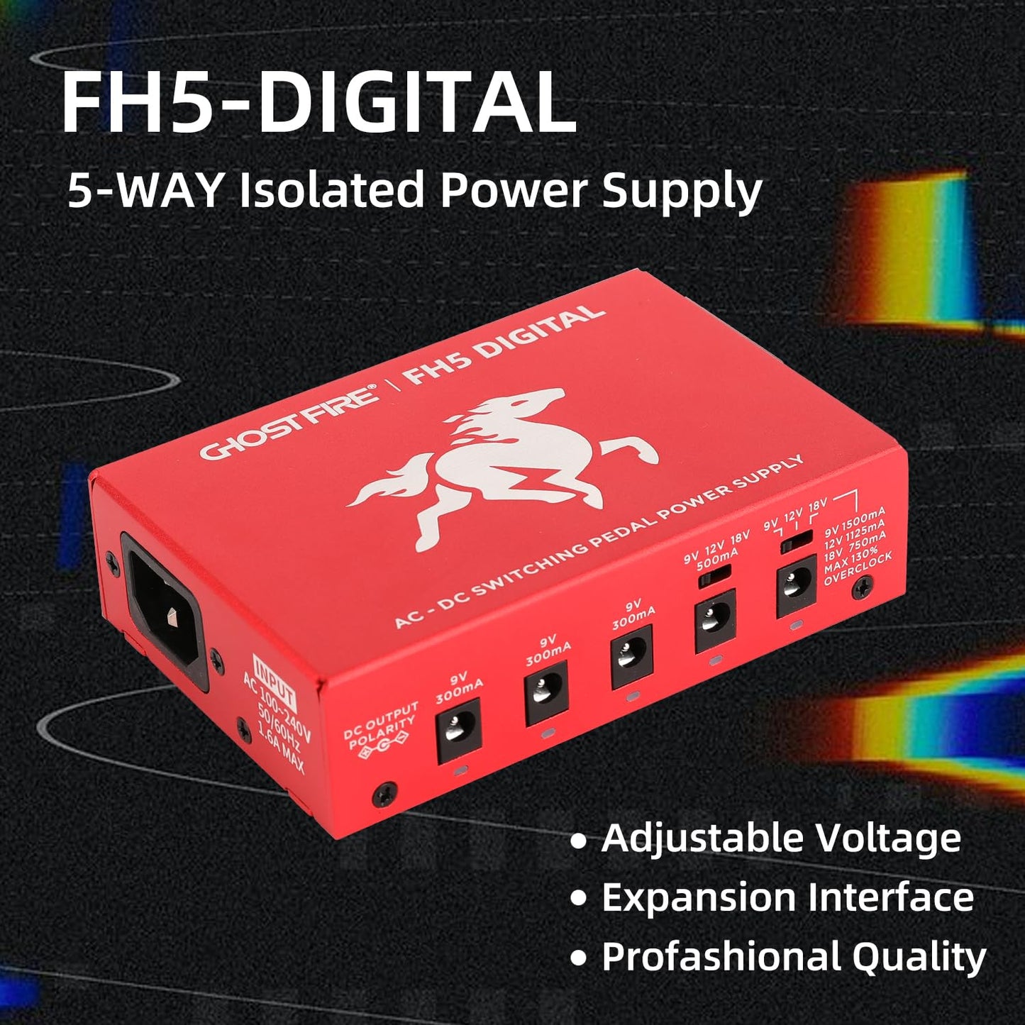 Ghost FIRE - Fuente de alimentación con pedal aislado con protección no empotrado de cortocircuito (FH5-DIGITAL)