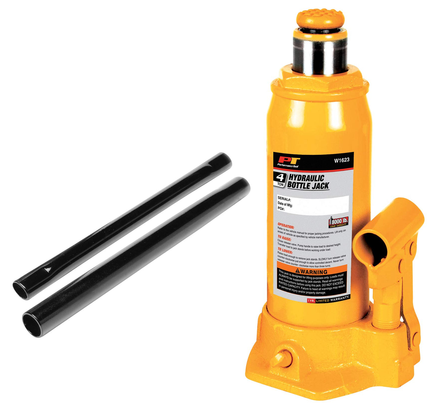 Performance Tool W1623 Gato hidráulico de alta resistencia de 4 toneladas (8 libras)