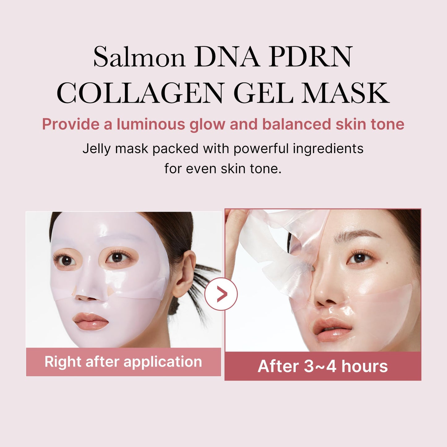 Medicube Salmon Dna Pdrn Máscara De Gel De Gelatina De Colágeno Rosa | Mascarilla De Noche Para Piel Brillante De Vidrio- Elasticidad, Hidratación, Reafirmante E Hidratante | Cuidado D
