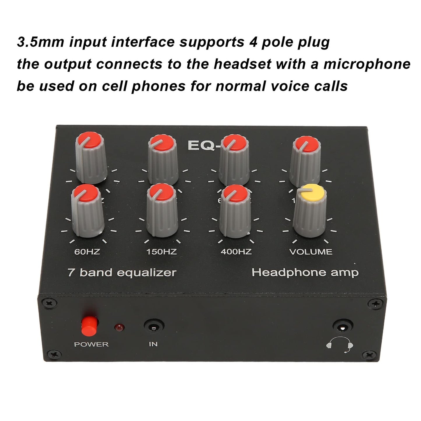GOWENIC Ecualizador de Sonido de 7 Bandas de Doble Canal con Ajuste de Graves Altos de 12 DB, Salida de Entrada, Interfaz de 3,5 Mm, Compatible con Auriculares para Audio de Automóvil