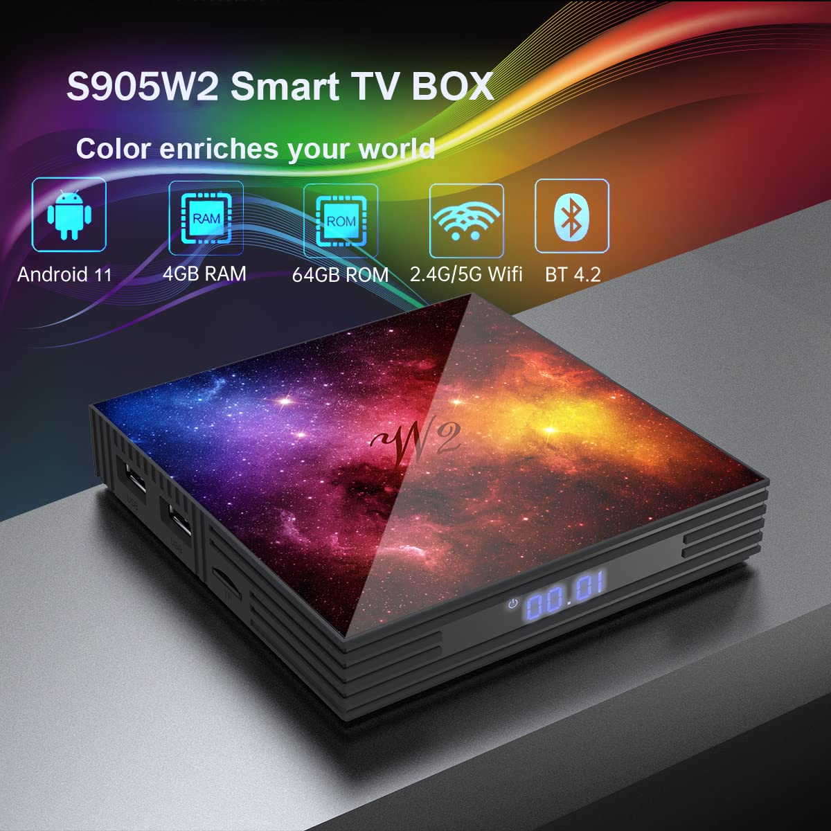 Android Box - Set de 12,04 GB RAM 64 GB ROM Smart Set parte superior Box Mali-G31 Media Player incorporado 2.4G/5G WiFi Bluetooth 4.2 compatible con videos 3D 4K UHD con mini teclado inalámbrico