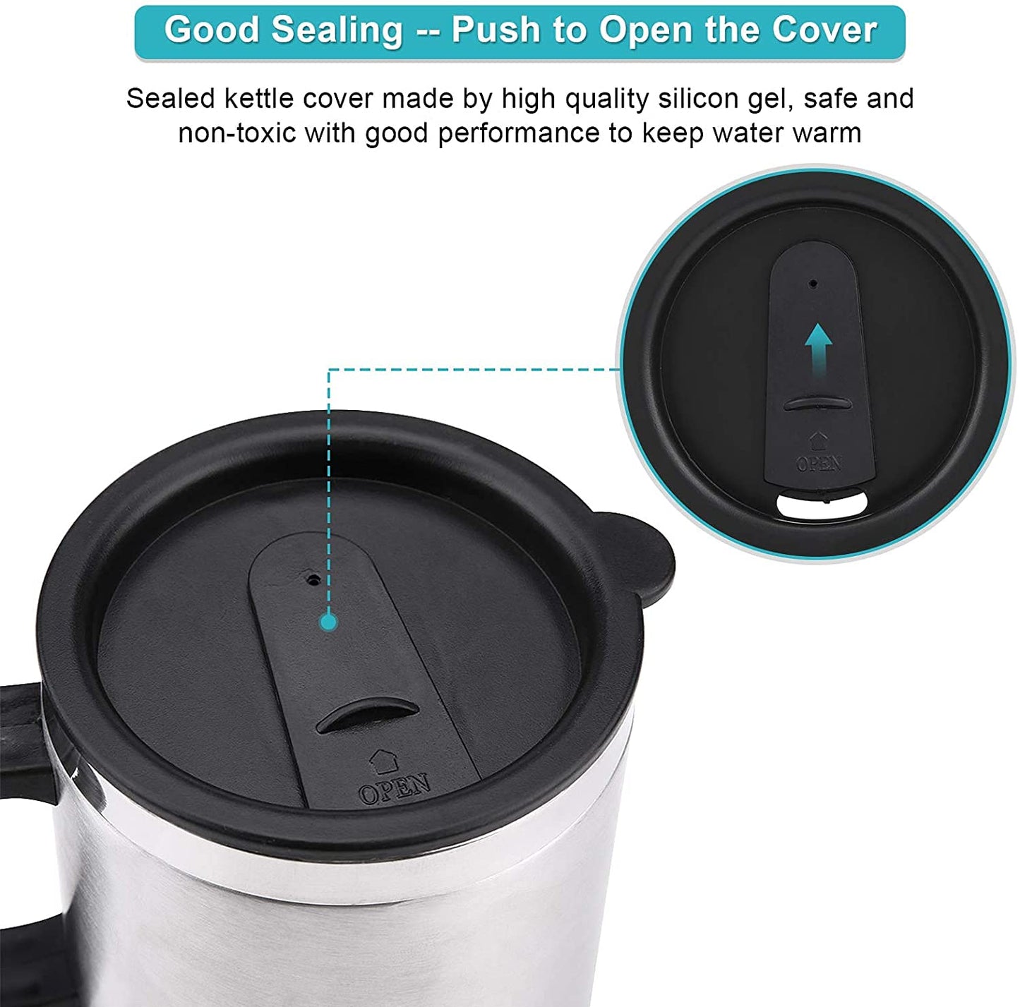 Calentador de Taza para Coche, 450ml Acero Inoxidable Con Cable Encendedor 12V, Taza Aislante Térmica Con Termostato para Casa y Viajes al Aire Libre