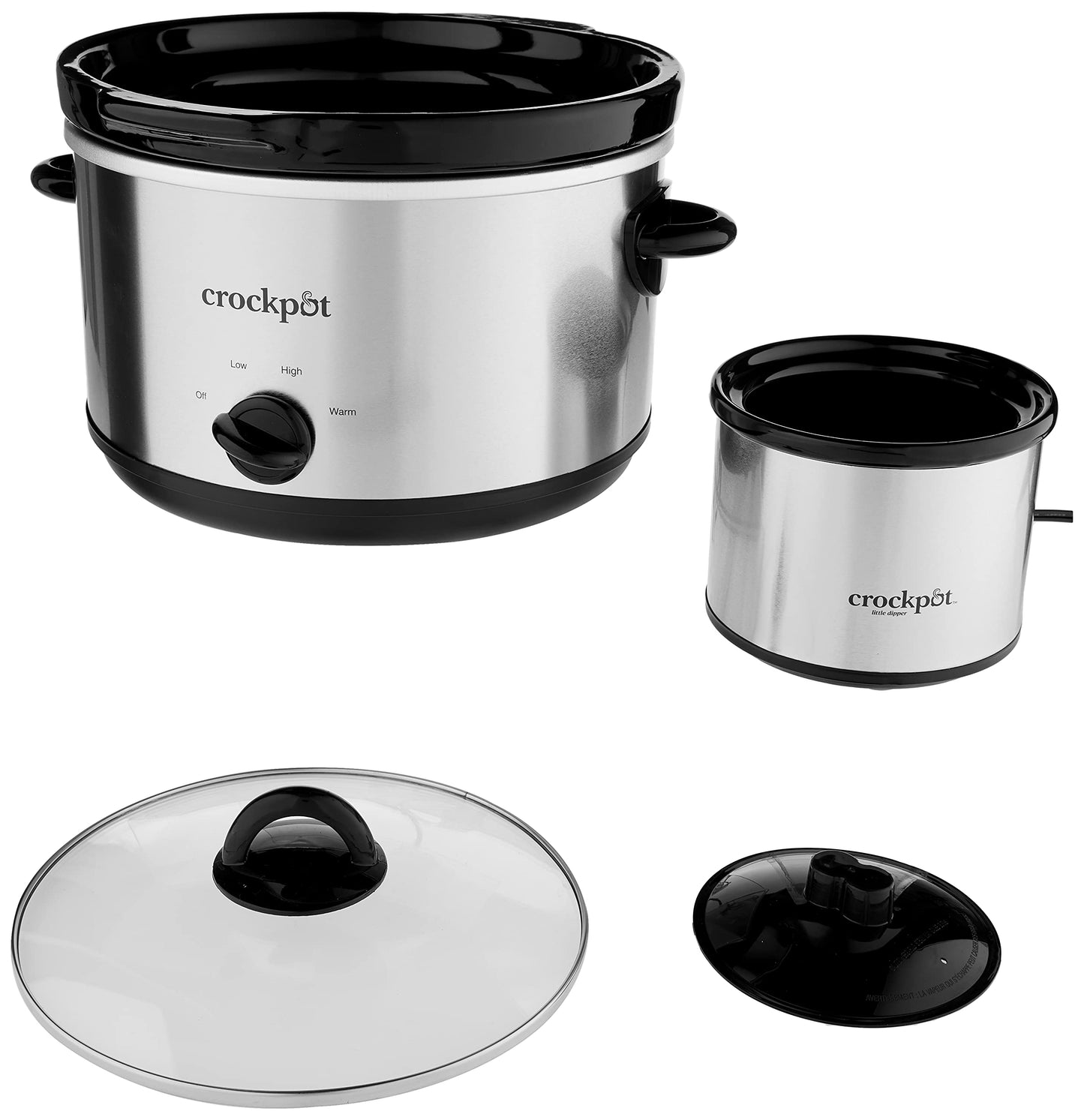 Crock-Pot 5-quart redondo olla de cocción lenta Manual, acero inoxidable, Con cucharón, Plateado, 4.73 l, 1