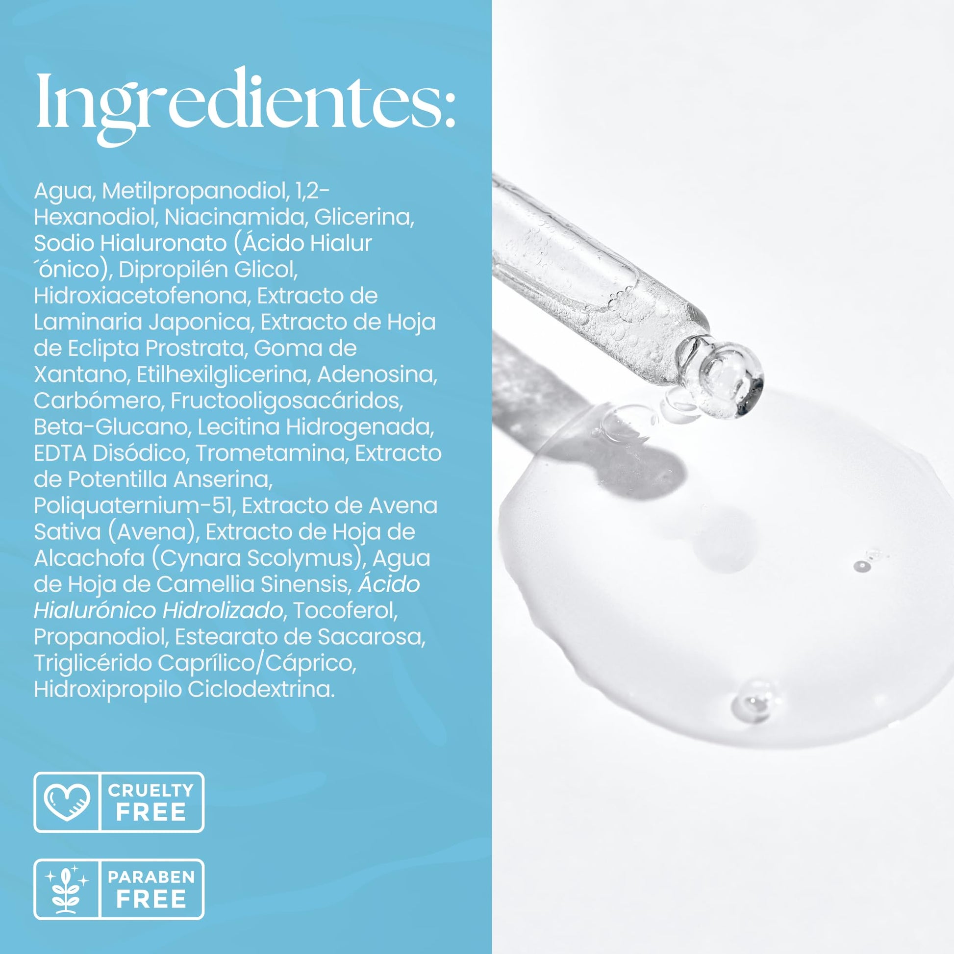 Sqin Luxiena Korean Serum Acido Hialuronico 1.5%, Vitamina E y Niacinamida. Hidratante Facial Desvanece Arrugas y Lineas de Expresion. Suero Facial Ácido Hialurónico, Skin care Coreano 100% Vegano 32 ml.