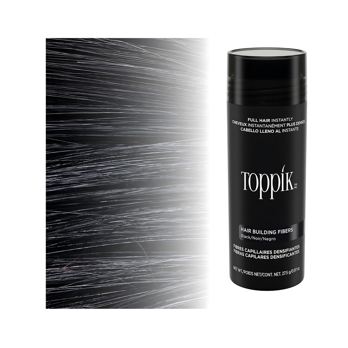 TOPPIK Hair Building Fibers, Black, 1.94 oz.