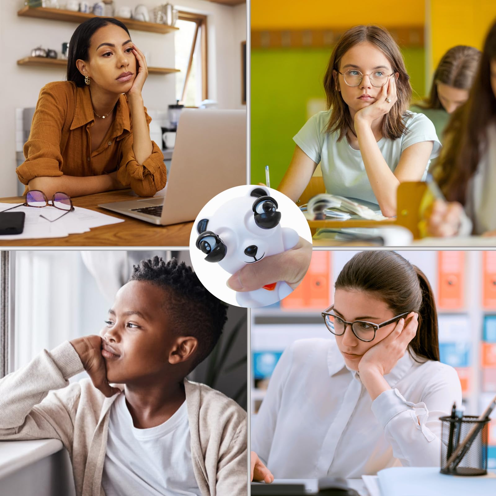 Paquete de 5 Juguetes Antiestrés UEBSDVA Varios Colores con Diseño de Panda e Insecto para Adultos