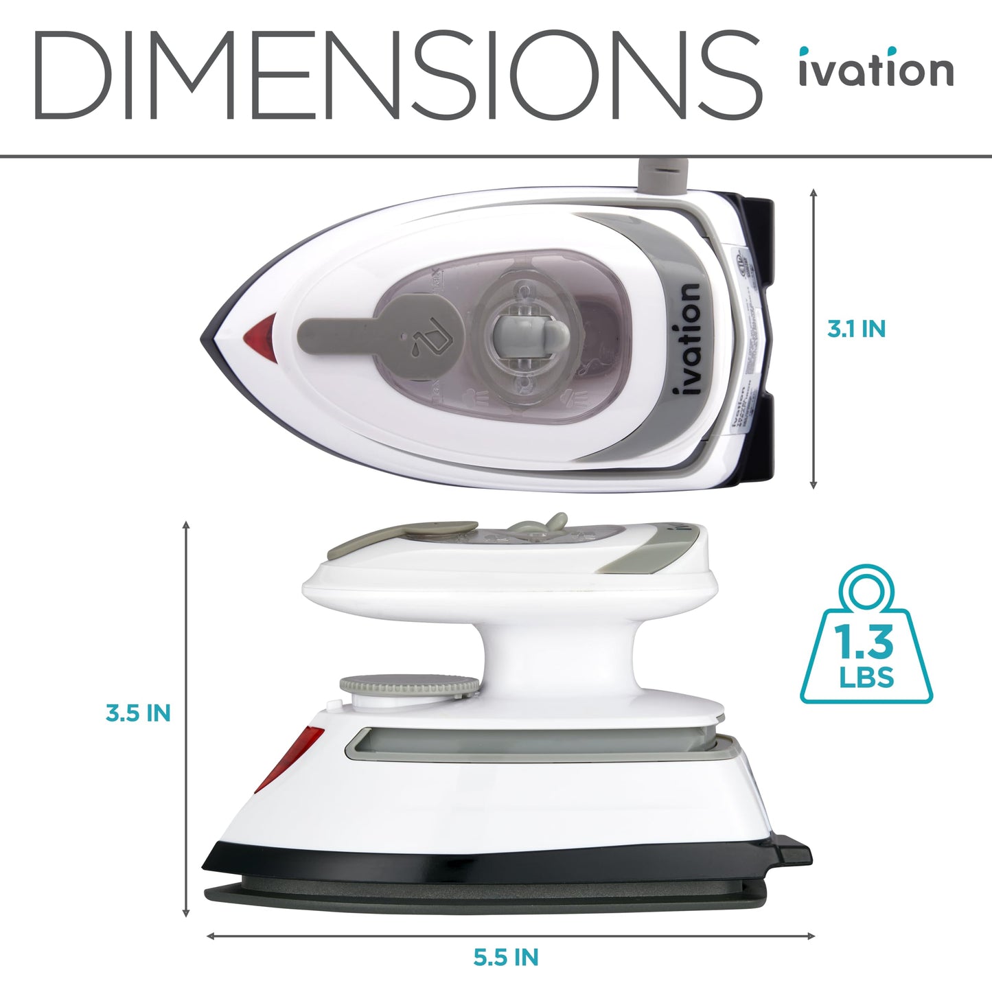 Ivation - Plancha de vapor de viaje | Mini plancha seca de doble voltaje y vaporizador para ropa con suela antiadherente, control de temperatura e indicador | Calienta en segundos, pequeño y compacto,