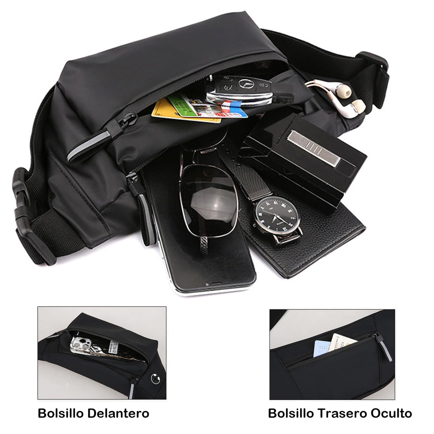 Cangurera Deportiva, Riñonera impermeable de gran capacidad,Multifuncionales Cangureras Deportivo de Cintura al Aire Libre, para Correr, Ciclismo, Mujeres, Hombres y Ocio (Gris)