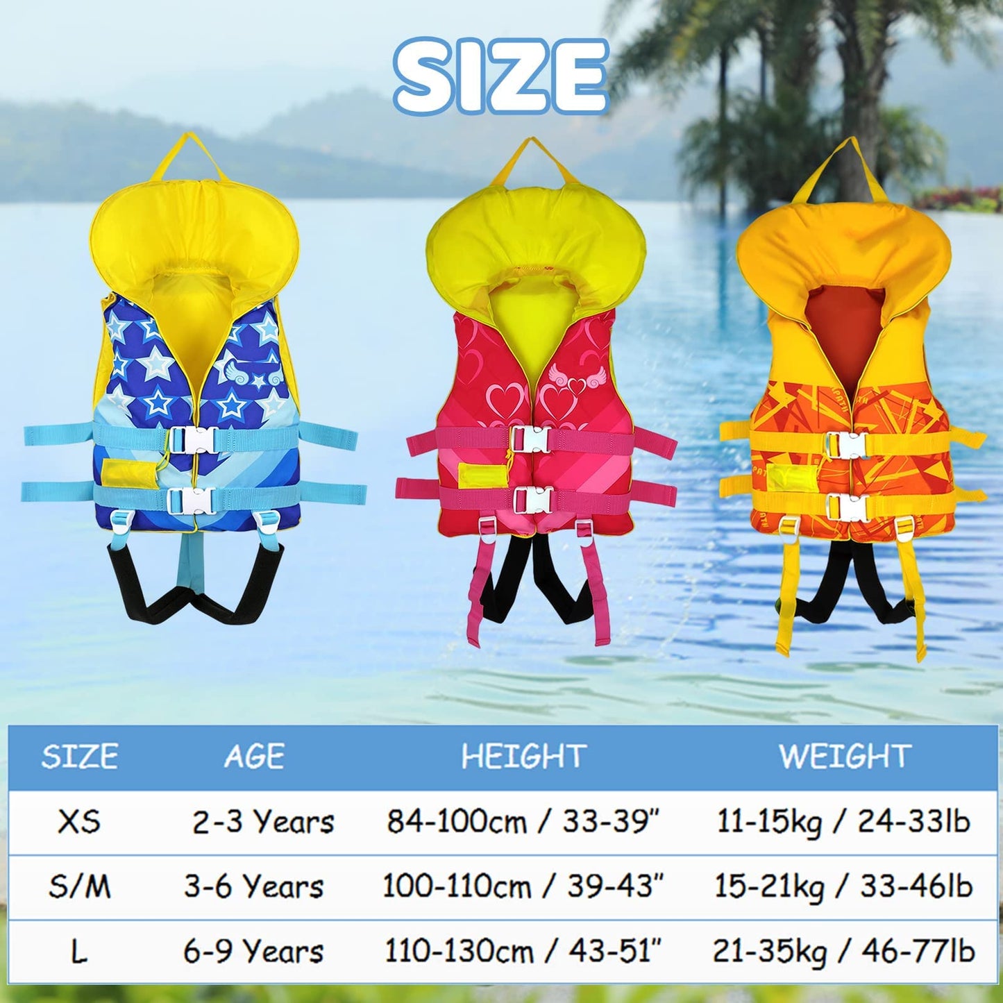 Chaleco de natación para niños, chamarra de natación para niños pequeños con correa de seguridad ajustable, ayuda de natación para niños y niñas de 24 a 75 libras