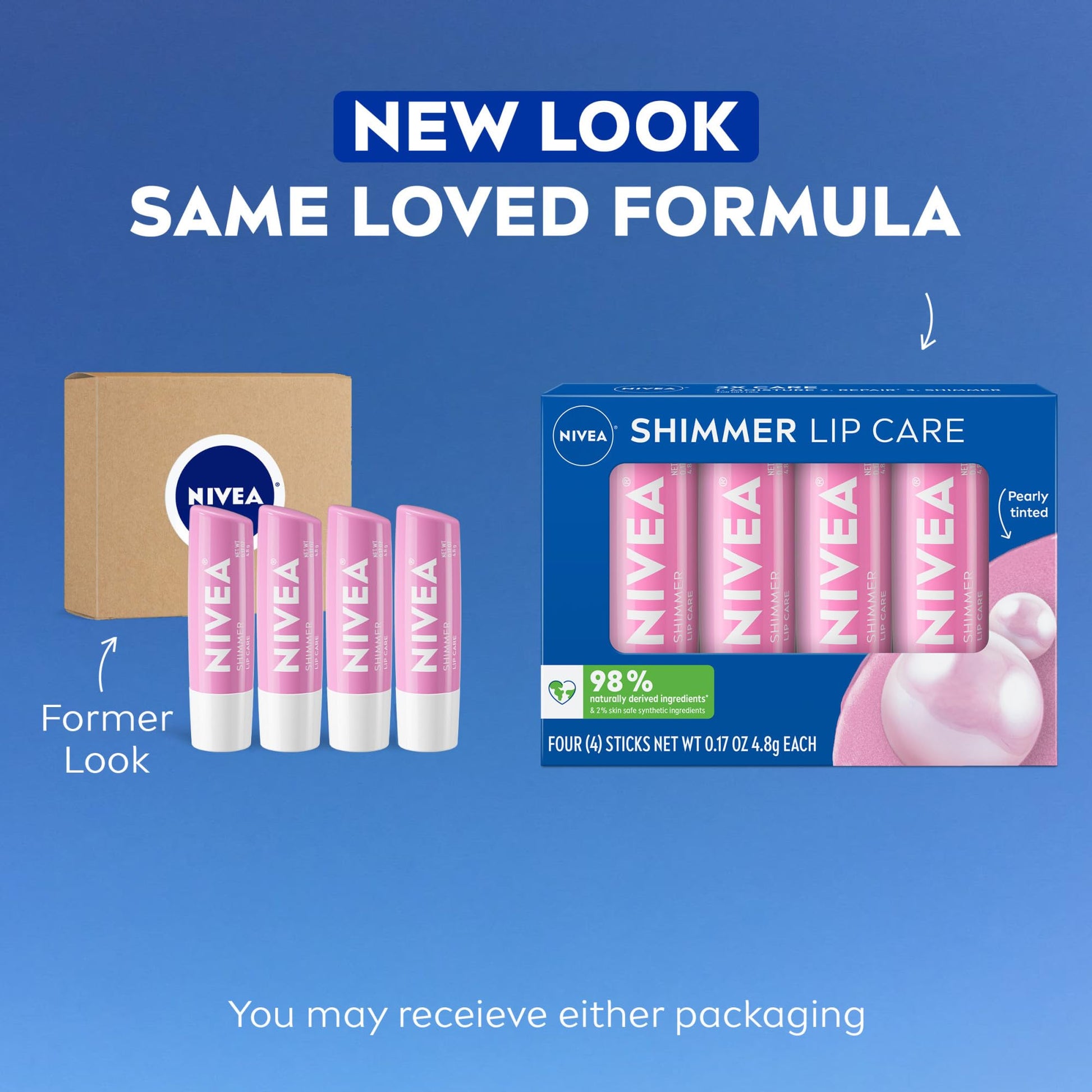 Bálsamo Labial NIVEA Shimmer Hidratante con Manteca de Karité y Aceite de Jojoba 4 Pack