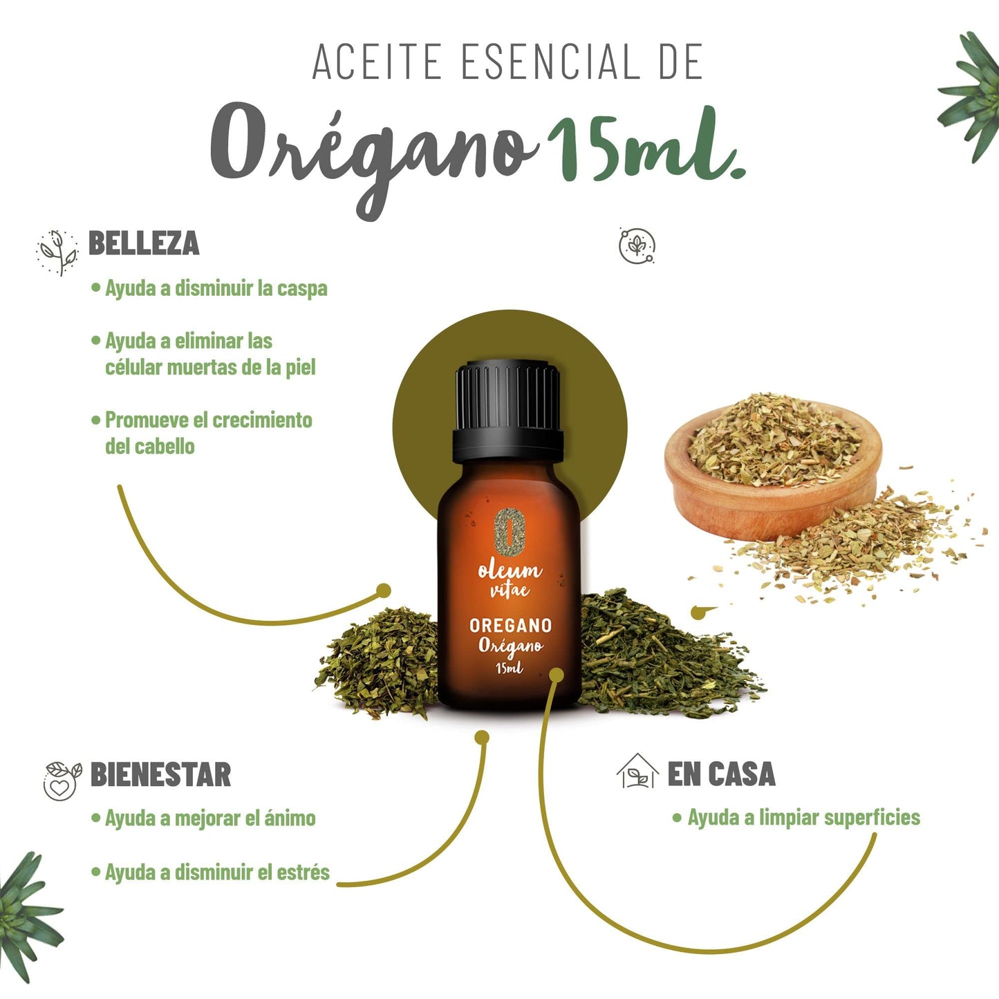 Aceite Esencial OLEUM VITAE Orégano 100% Puro y Orgánico 15ml
