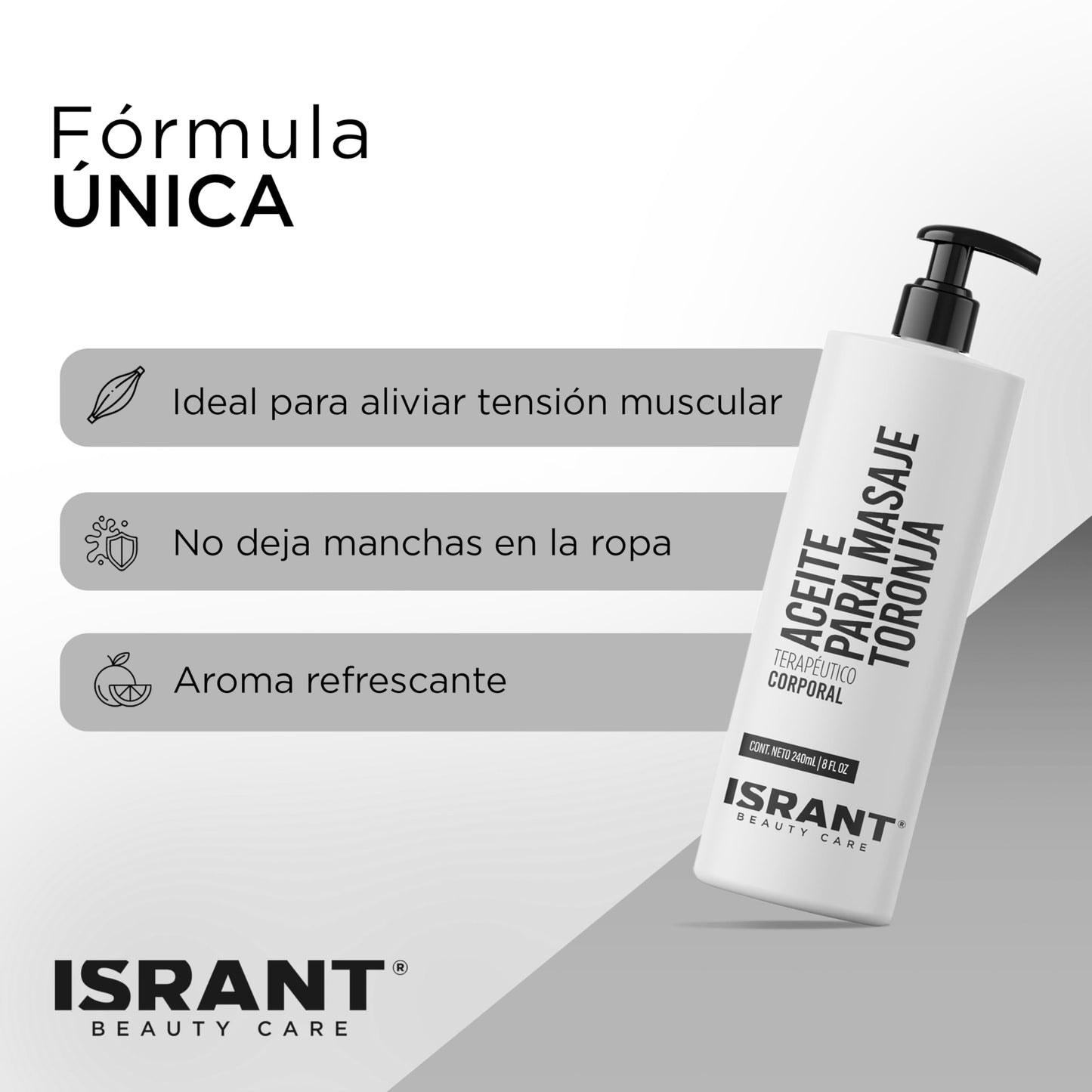 ISRANT | Aceite de Toronja - Ideal Aceite para Masaje | Aceites Esenciales - Crema Corporal - Aceite Esencial | Aceite Corporal para Aromaterapia y Masaje | 240ml