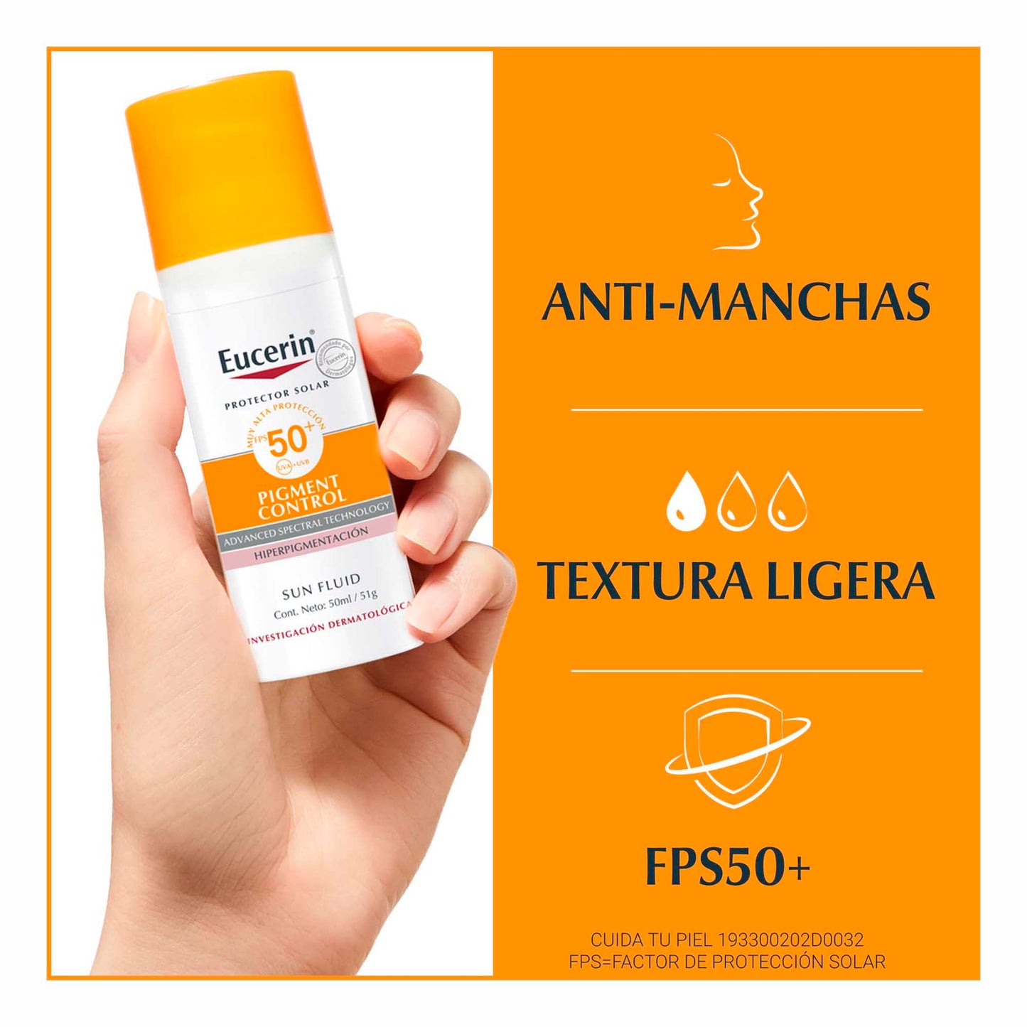 Eucerin Protector solar facial anti manchas FPS 50+ Anti Pigment Sun, 50ml
