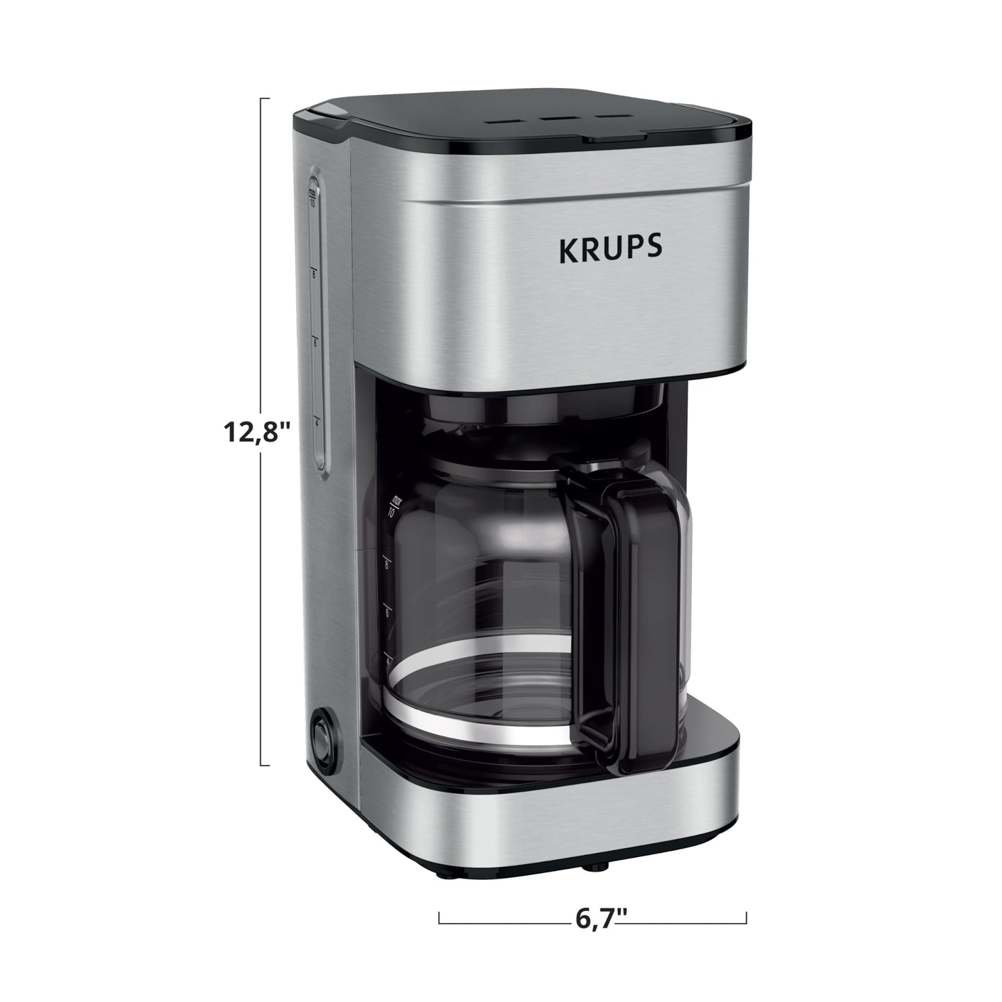 KRUPS Cafetera de Filtro Permanente Simply Brew Family Inoxidable, capacidad para preparar 10 tazas de café, incluye filtro permanente y cuchara dosificadora, 900 W, KM203D50