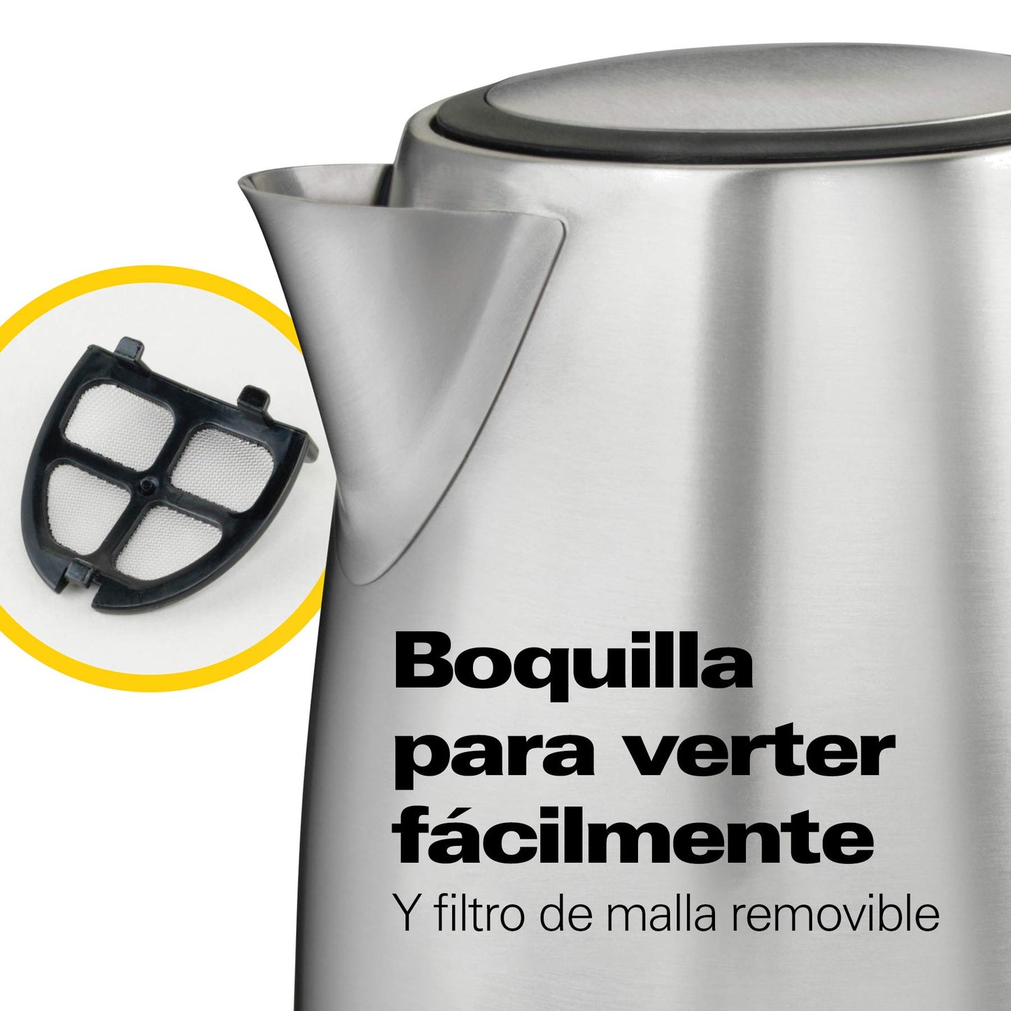Hamilton Beach Tetera Eléctrica de 1 Litro/Hervidor de Agua Eléctrico, Fácil Vertido, Acero Inoxidable (40998)