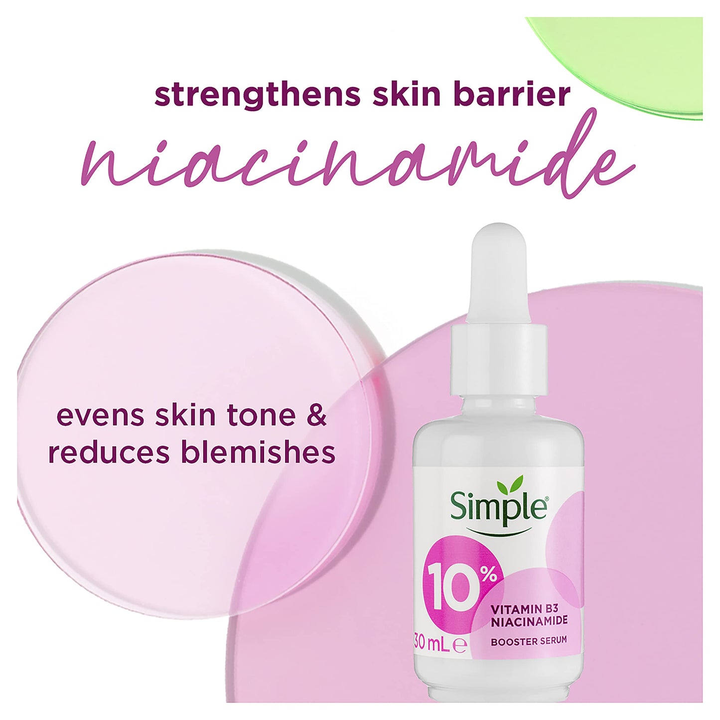 SIMPLE, Suero facial con Niamicida y Vitamina B3, 30 ml