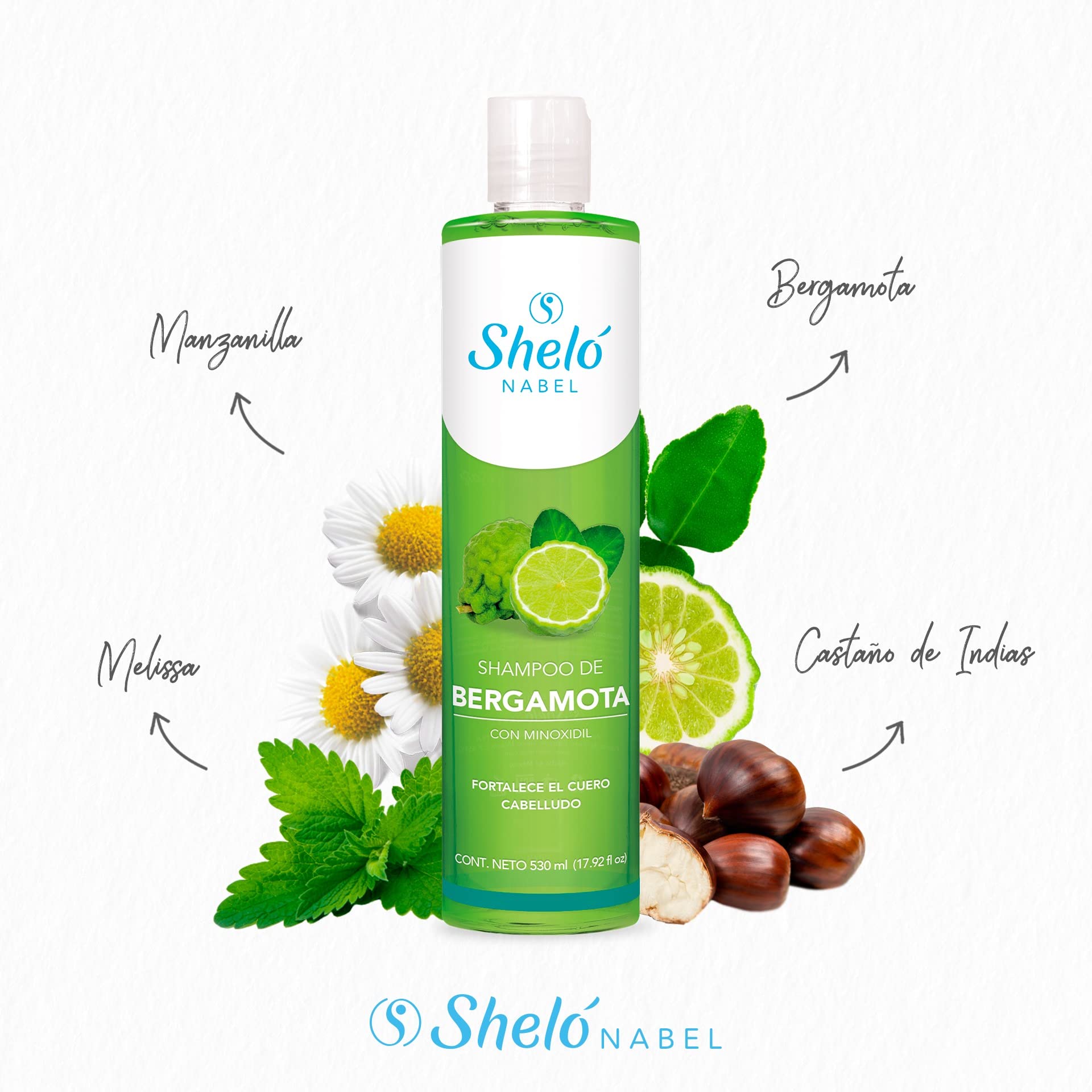 Sheló NABEL Shampoo de Bergamota 530 ml para Cabello Graso