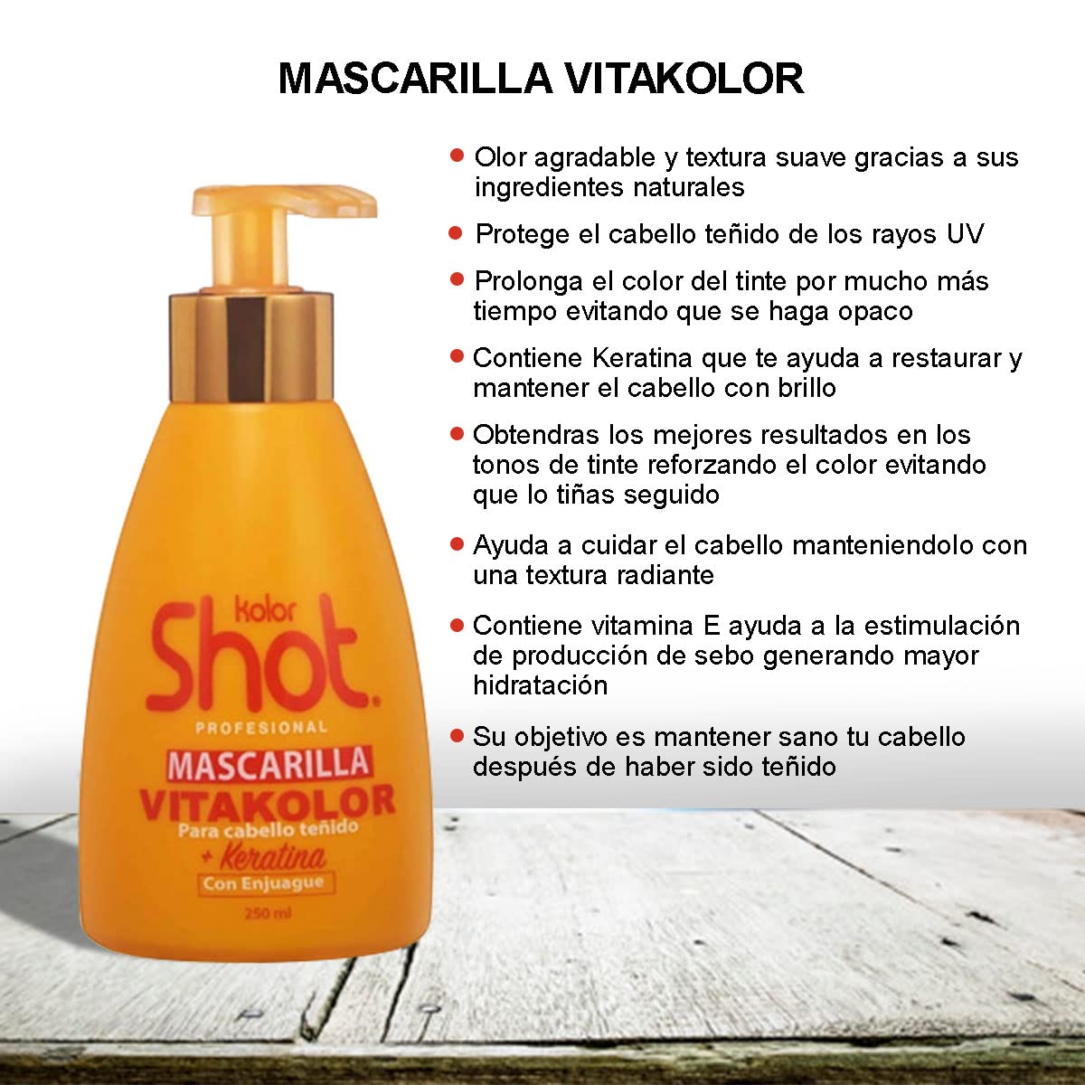 Mascarilla para Cabello Teñido Vitakolor UV Keratina hidratante 250ml