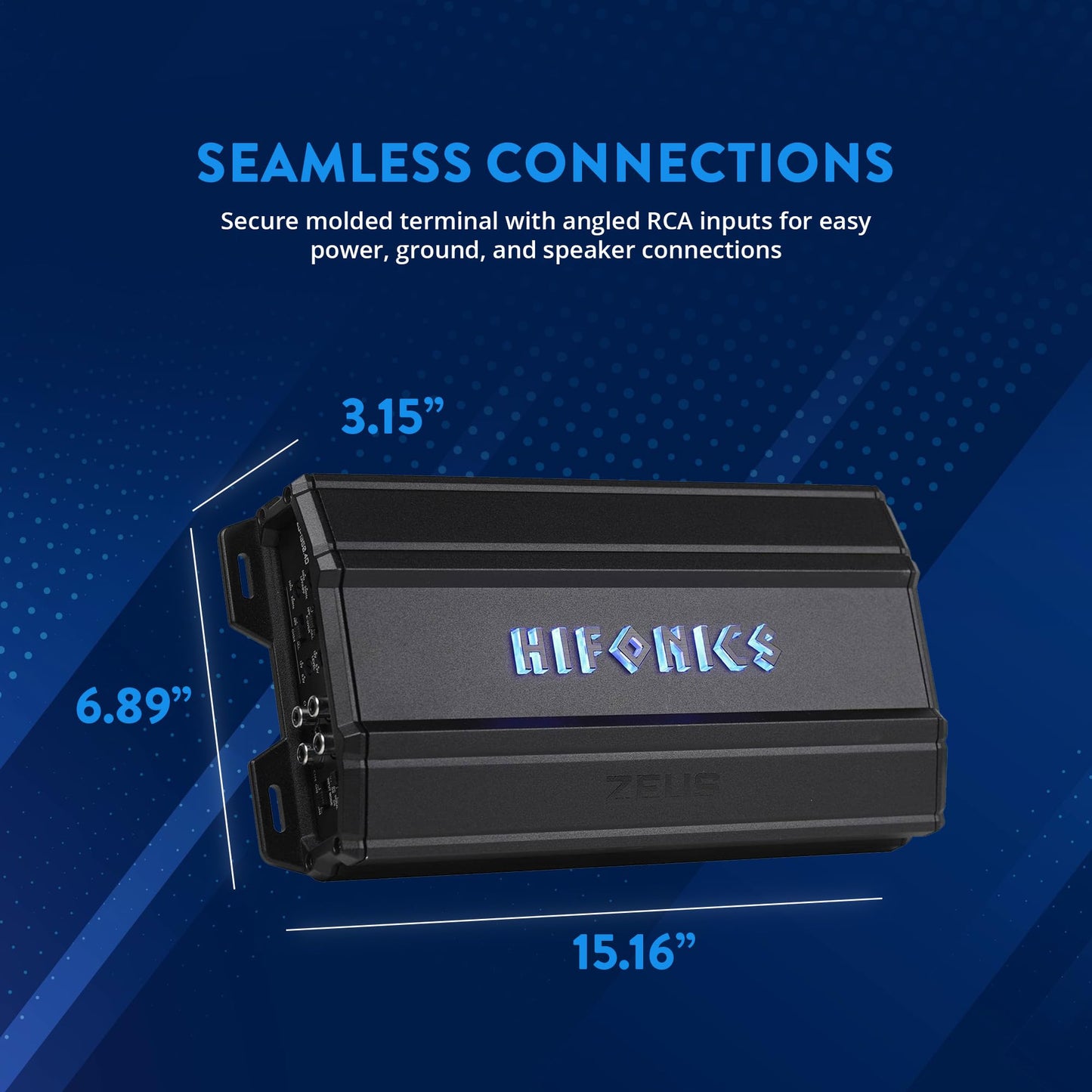 Hifonics Zeus Delta ZD-1350.4D - Amplificador de audio para coche compacto de 4 canales niquelado con función de encendido automático, color negro