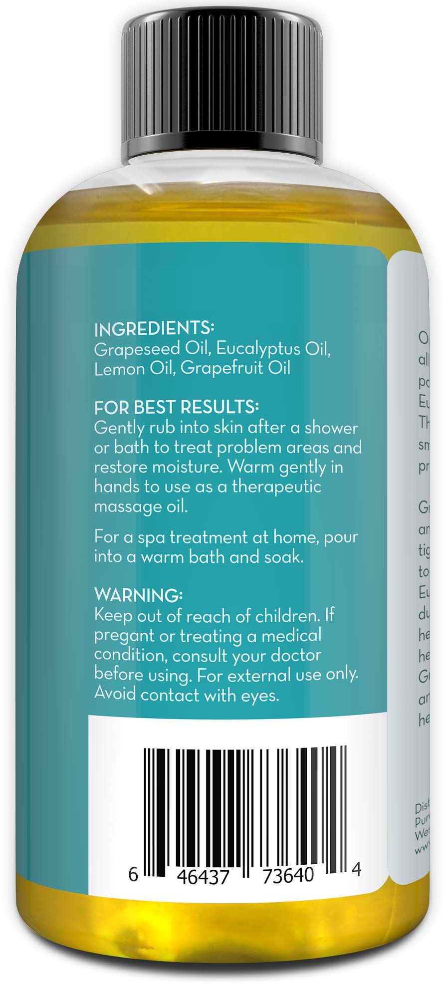 Pure Body Naturals Aceite de Masaje, 8 oz – Hidratante y Relajante con Aceites Esenciales Naturales