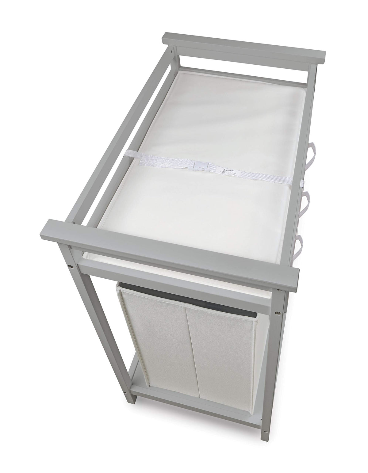 Badger Basket - Cambiador moderno para bebé, muebles de guardería con cesta de lavandería y 3 cajones de almacenamiento, estación cambiadora de pañales con cinturón de seguridad, cambiador y cestas