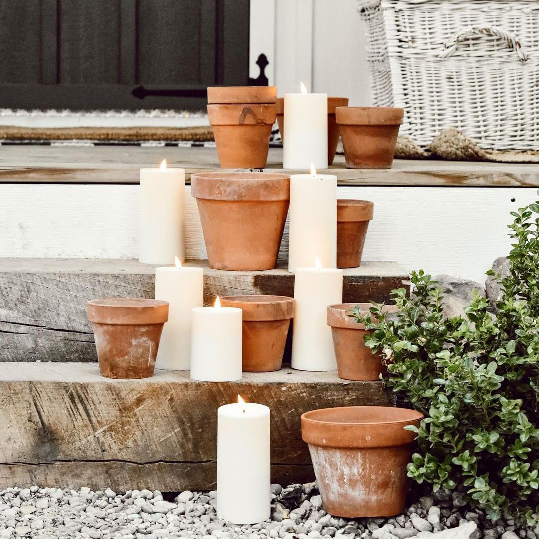 LampLust - Velas sin llama para exteriores, impermeables, paquete de 3, 3 x 4, 3 x 5, 3 x 6 pulgadas, juego de velas LED parpadeantes con control remoto y temporizador incluidos, funciona con pilas,