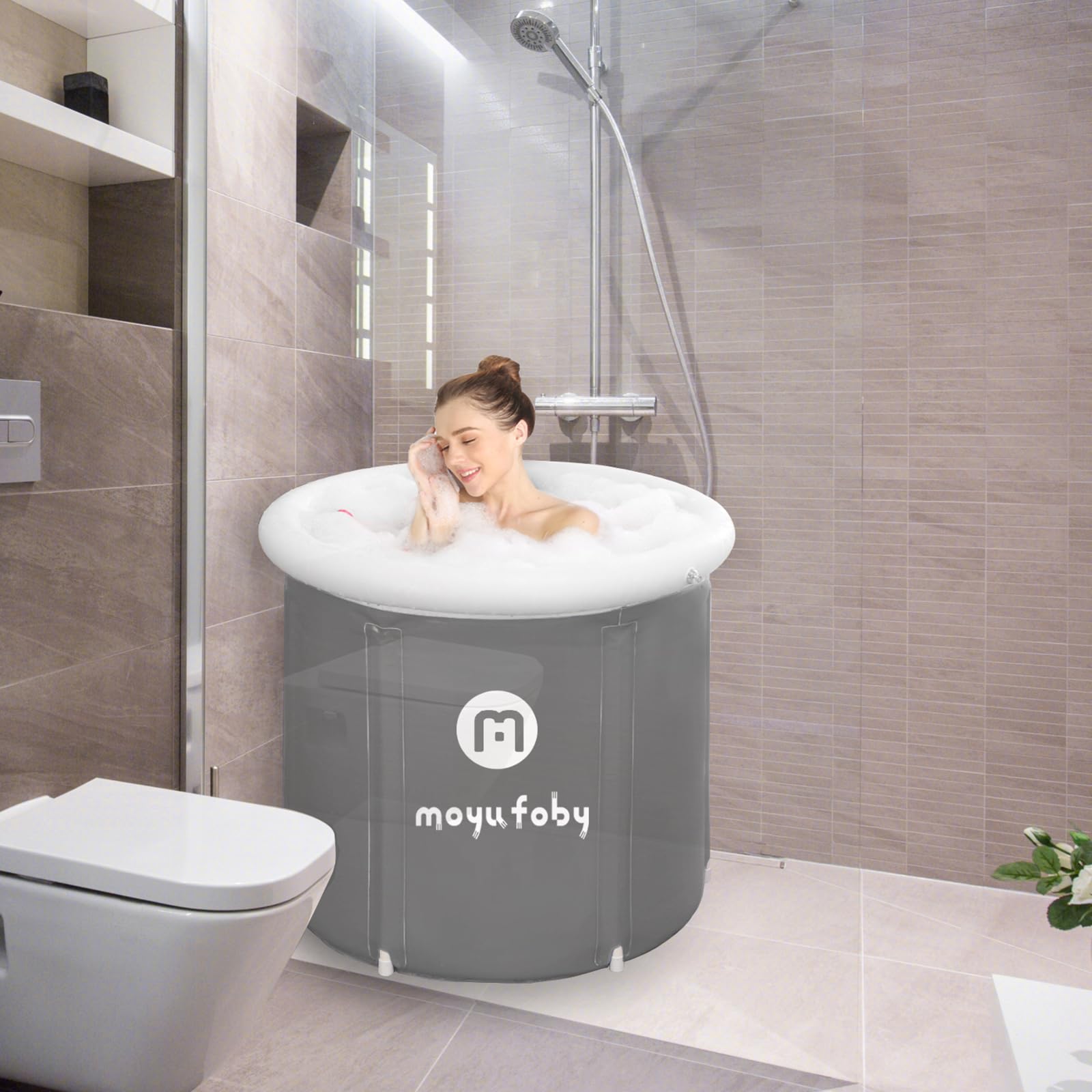 Tina de Hielo Inflable Portátil para Exteriores Azul para Adultos