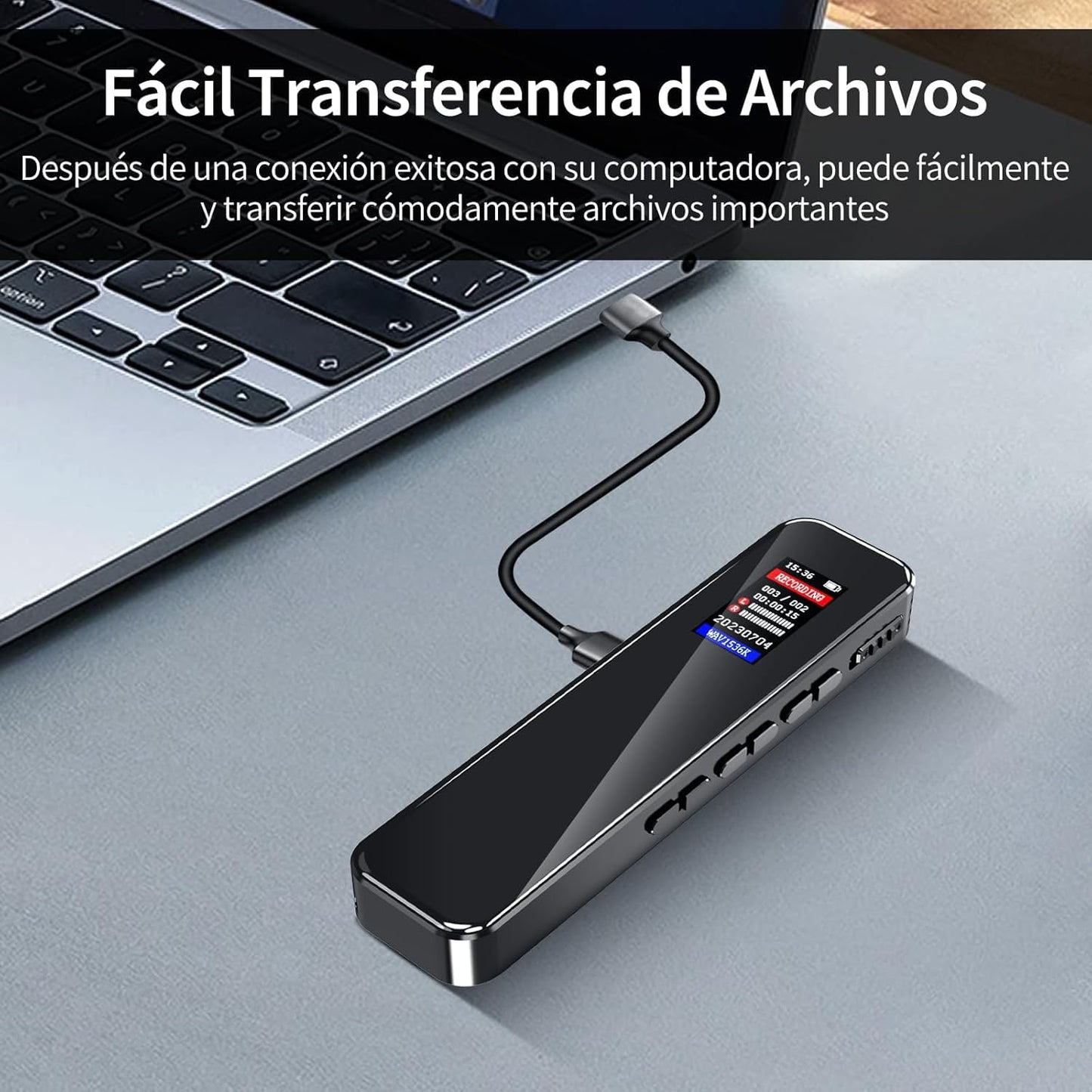Gurkitsy Grabadora de Voz, Grabadora activada por Voz, Recargable Portátil con Memoria Interna de 8GB, Reproductor de MP3 con Función Altavoz, de Digital Inteligente para Reuniones