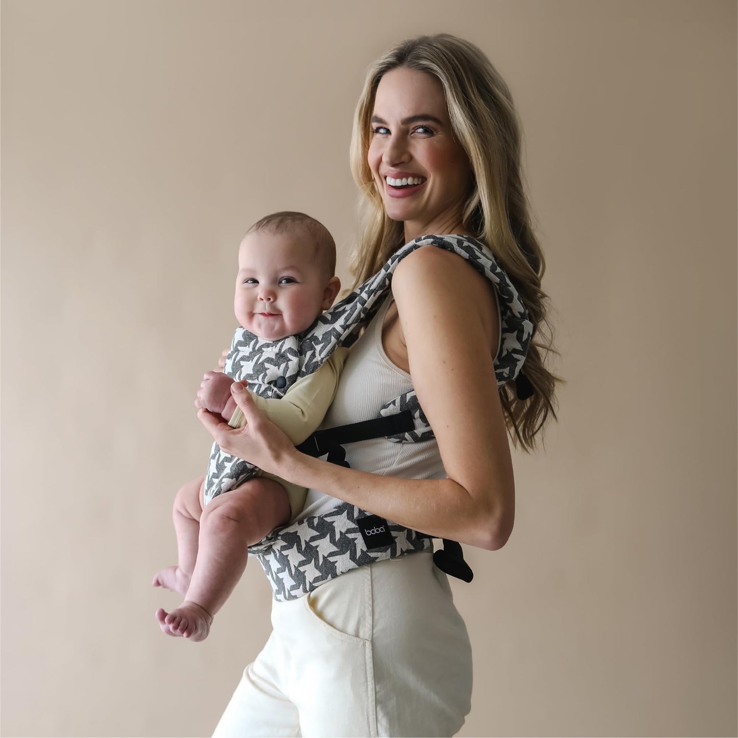 Boba Auri - Portabebés para recién nacidos y niños pequeños – Portabebés de pata de gallo Jacquard, 3 posiciones ergonómicas (delantera/delantera/trasera), portabebés con posición M con asiento