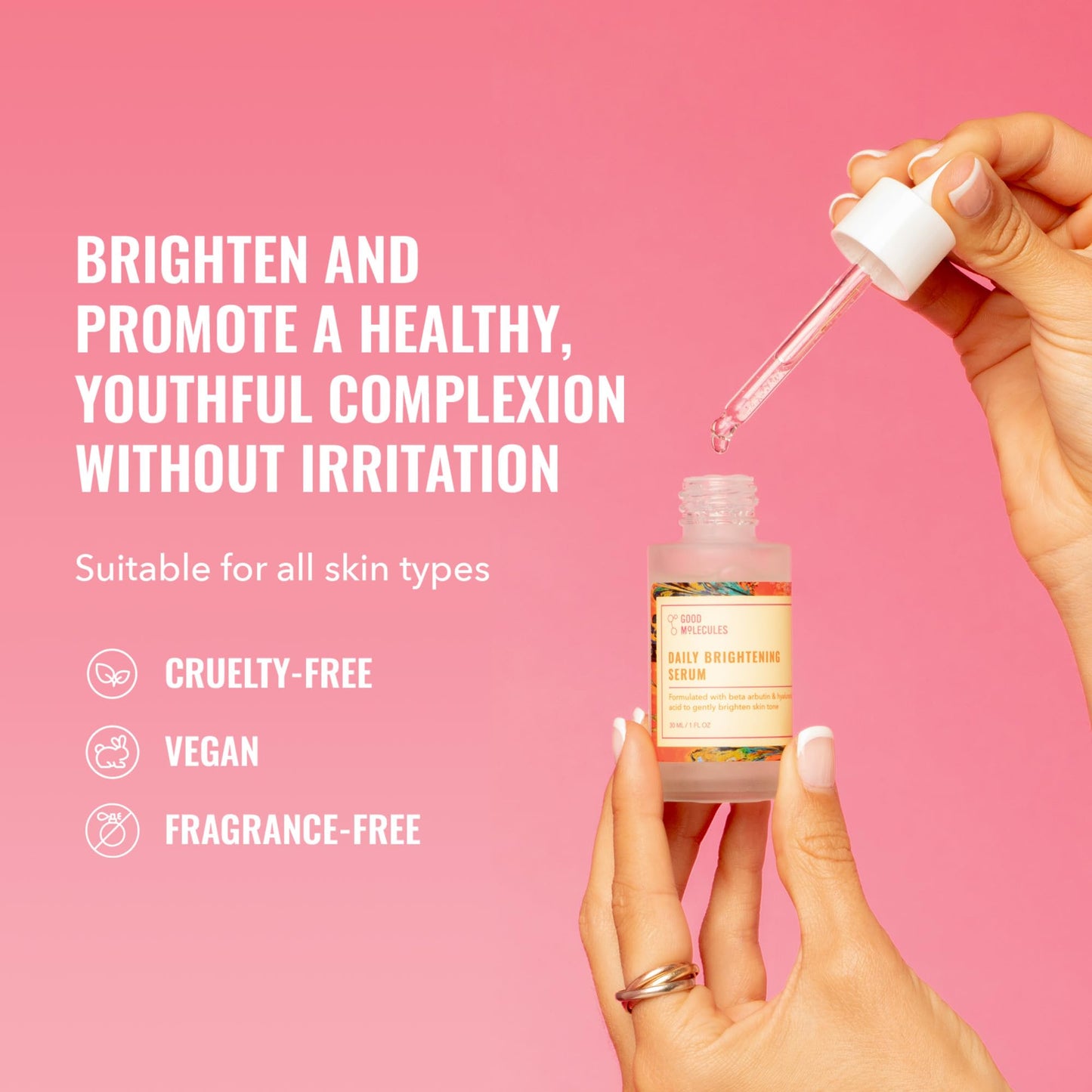Good Molecules Daily Brightening Serum 30ml/1oz - Hydrating Facial Serum With Beta Arbutin And Hyaluronic Acid To Brighten, Moisturize, And Balance For Even Tone And Texture - Skin Care For Face